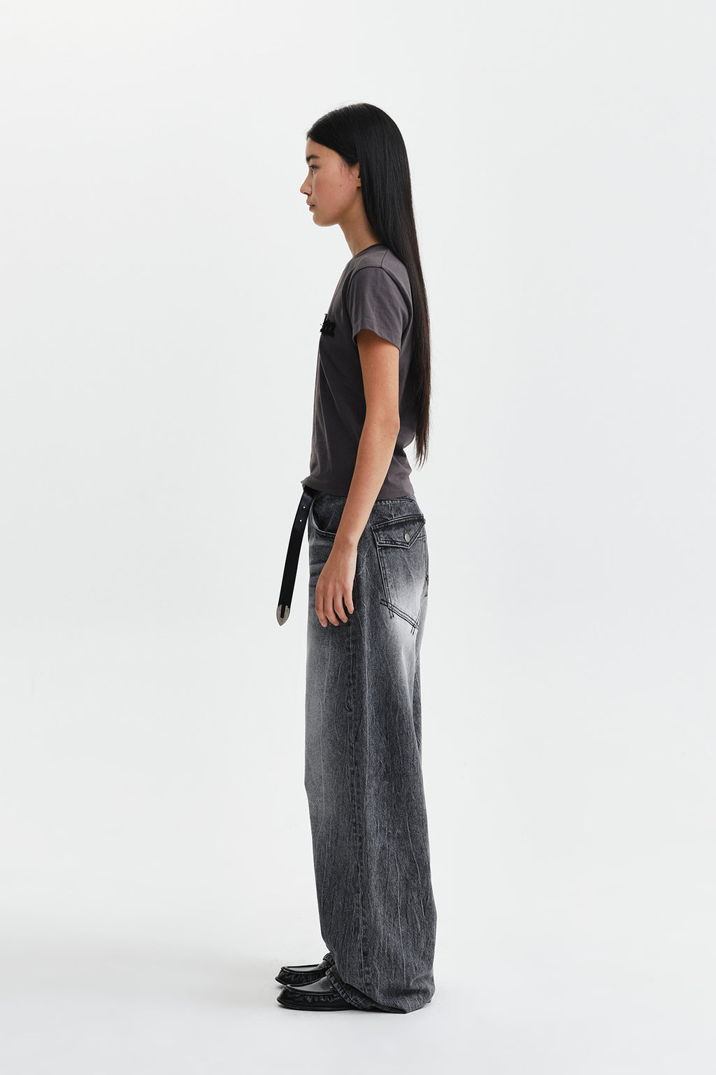 Matin Kim - Applique Logo Slim Top (Charcoal) product image 7 | TRAB K-Fashion Australia