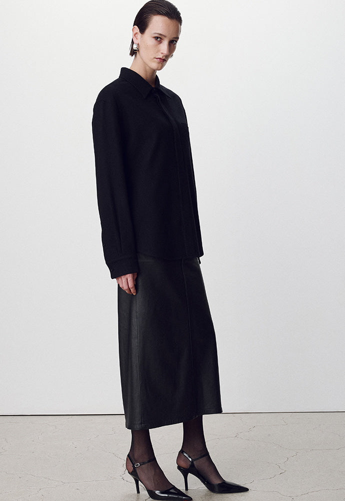 Tonywack - Virgin Wool Hidden Placket Shirt (Black) product image 6 | TRAB K-Fashion Australia