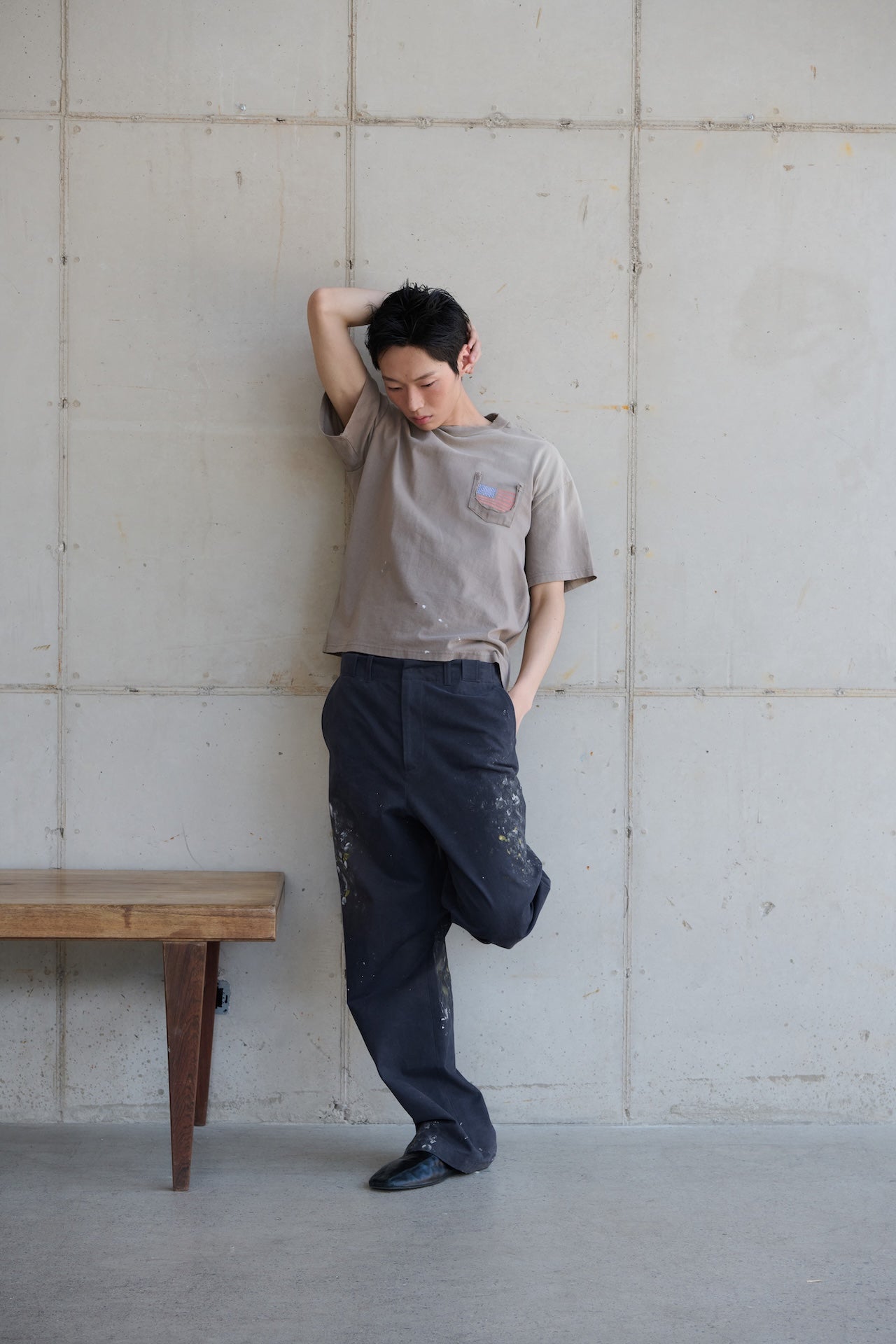 STU - Usa Flag T-shirt (Beige) product image 3 | TRAB K-Fashion Australia
