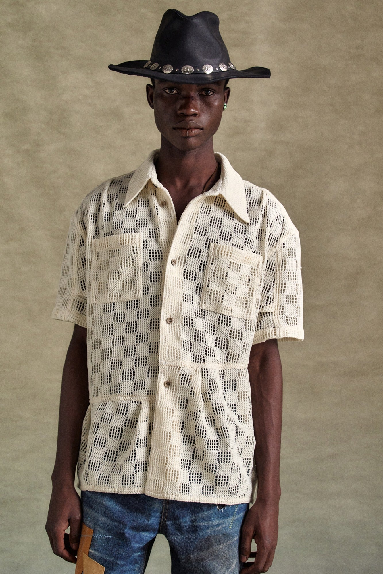 Andersson Bell - Letto Knitted Shirts (Ecru) product image 1 | TRAB K-Fashion Australia