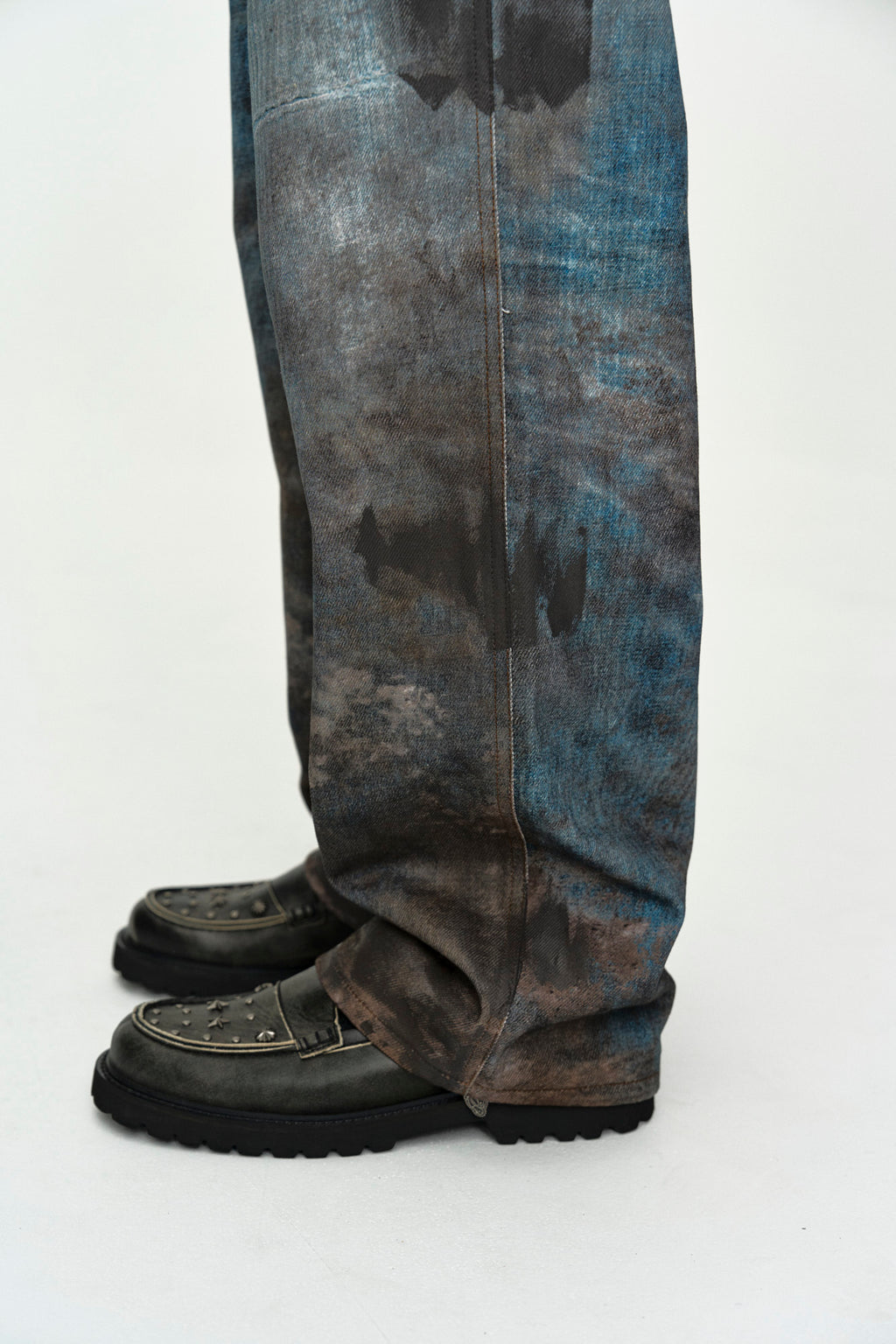 Andersson Bell - Unisex Festival Mud Printed Jeans (Blue) product image 7 | TRAB K-Fashion Australia