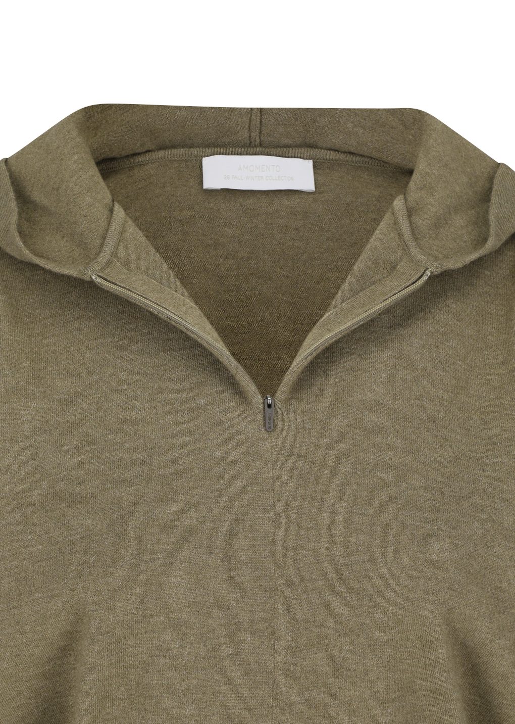 Amomento - Shirring half zip up knit hoodie (Khaki) product image 11 | TRAB K-Fashion Australia