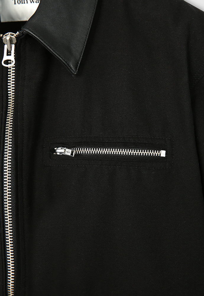 Tonywack - Leather Collar Canvas Work Jacket (Black) product image 11 | TRAB K-Fashion Australia