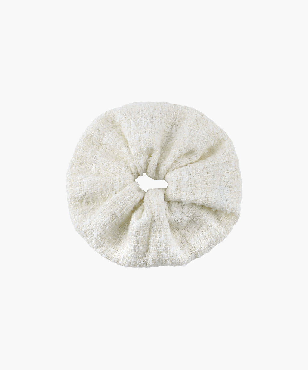 Marithe & Francois Girbaud - Classic Logo Tweed Big Scrunchie (Ivory) product image 2 | TRAB K-Fashion Australia