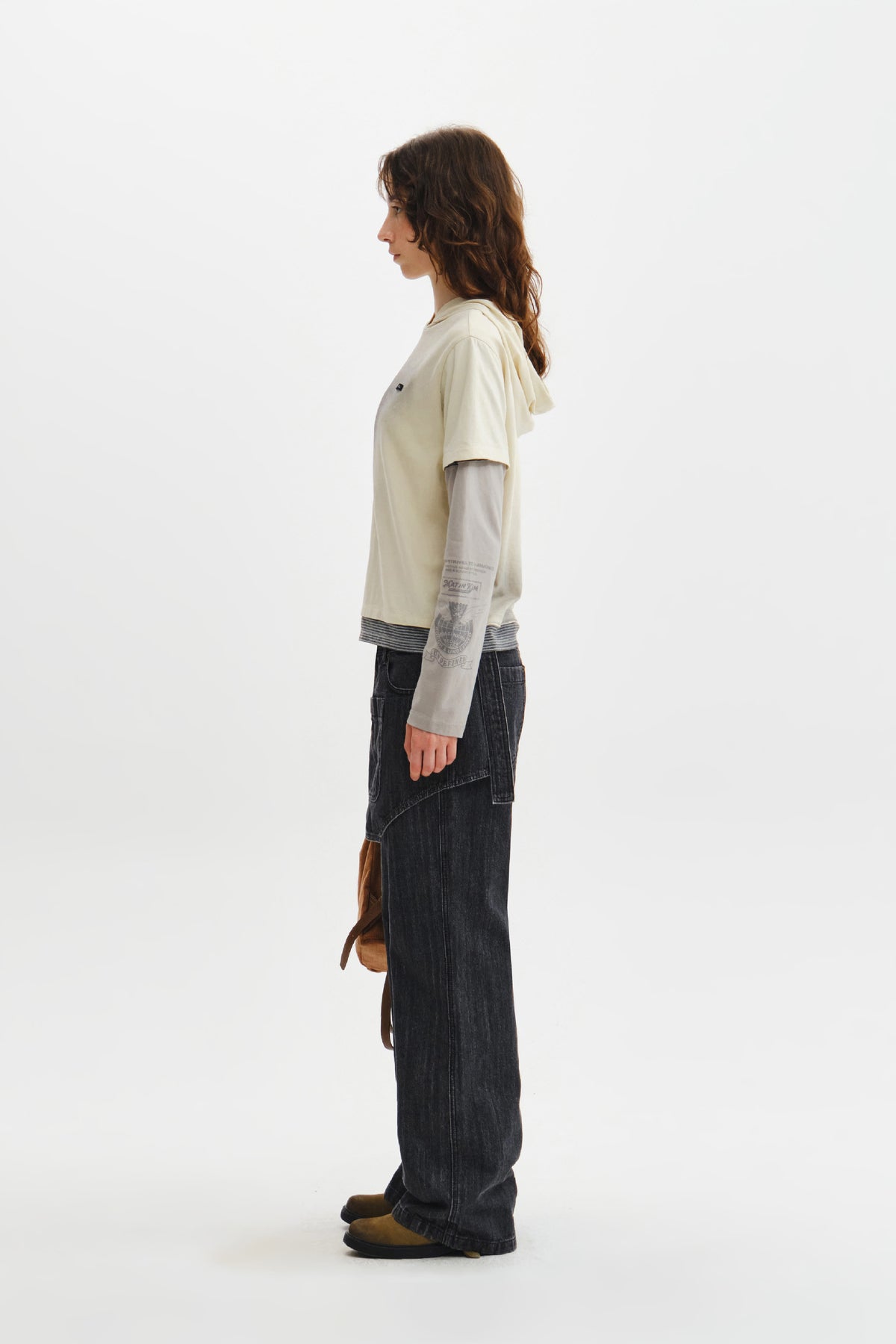 Matin Kim - Apron Layered Denim Pants (Black) product image 8 | TRAB K-Fashion Australia