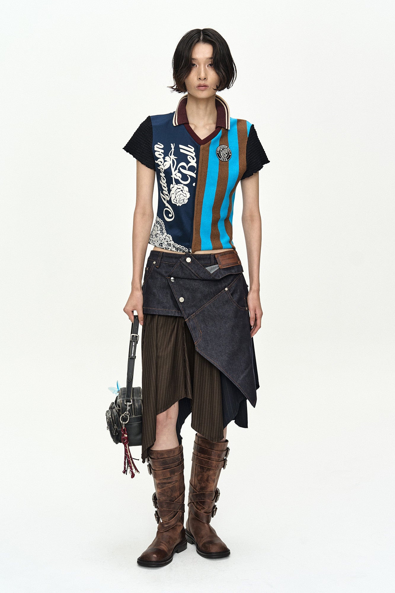 Andersson Bell - Rigid Turn-Over Asymmetric Skirt (Navy/Brown) product image 7 | TRAB K-Fashion Australia