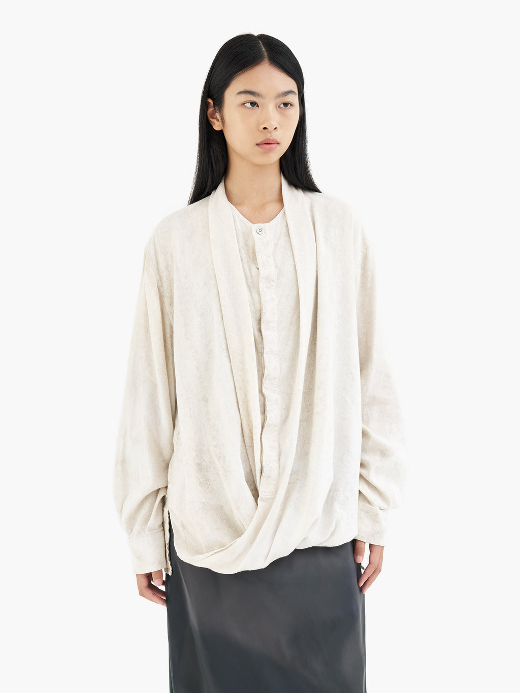 Jiyong Kim - Bio Draped Shirt (Bio-Processed Off-White) product image 4 | TRAB K-Fashion Australia