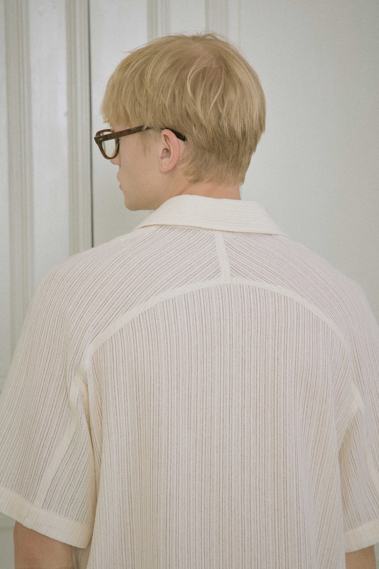 STU - Back Raglan Embo Stripe Shirt (Ivory) product image 15 | TRAB K-Fashion Australia
