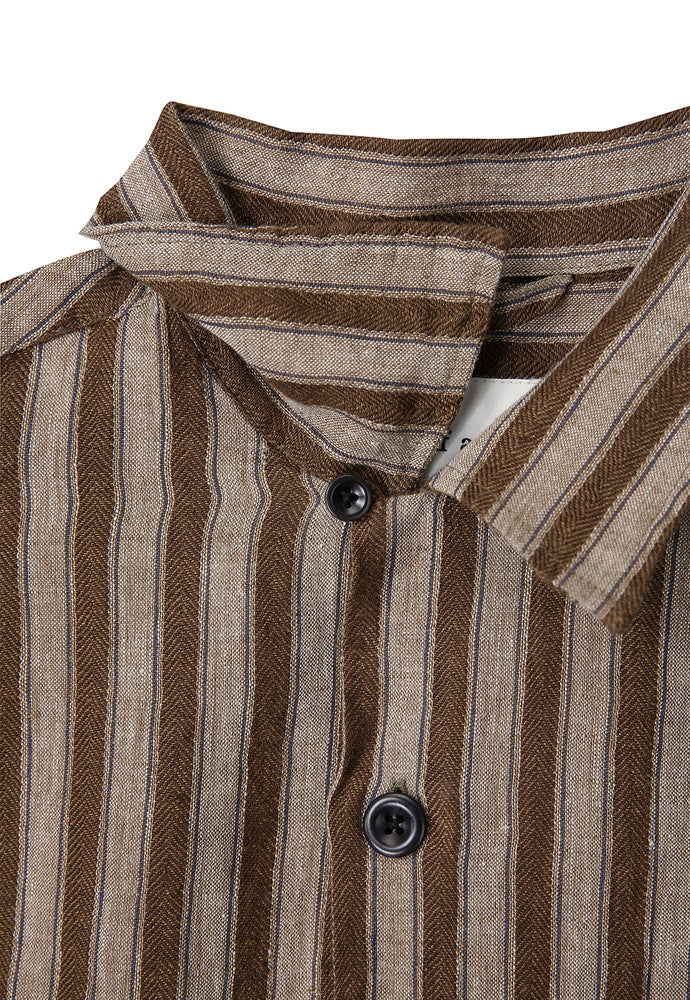 Art if acts - Linen Stripe Camp Half Shirt (Camel) product image 13 | TRAB K-Fashion Australia