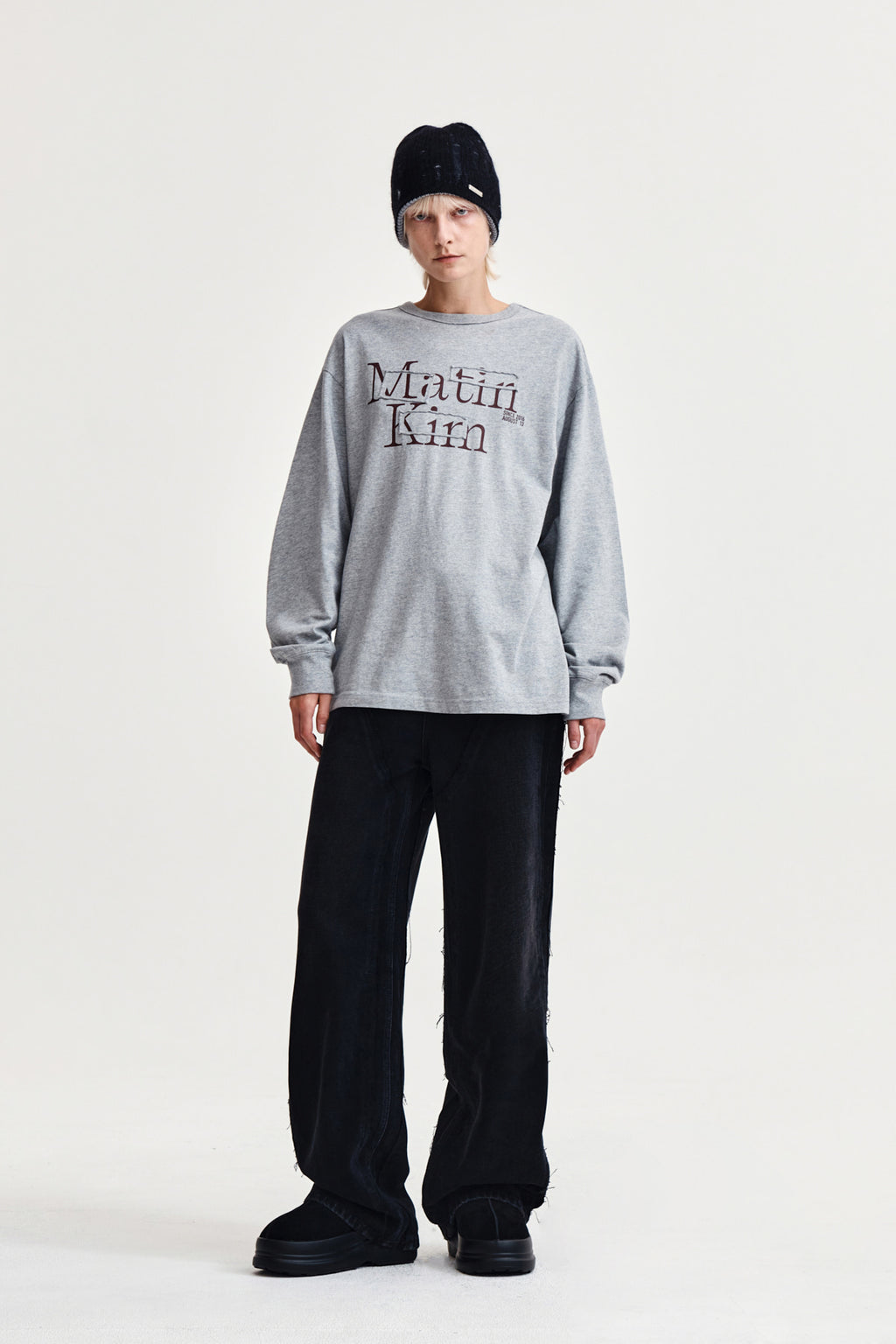 Matin Kim - Patch Graphic Long Sleeve Top (Grey) product image 9 | TRAB K-Fashion Australia