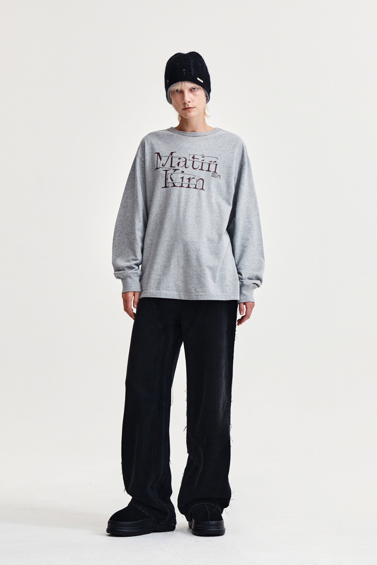 Matin Kim - Patch Graphic Long Sleeve Top (Grey) product image 9 | TRAB K-Fashion Australia