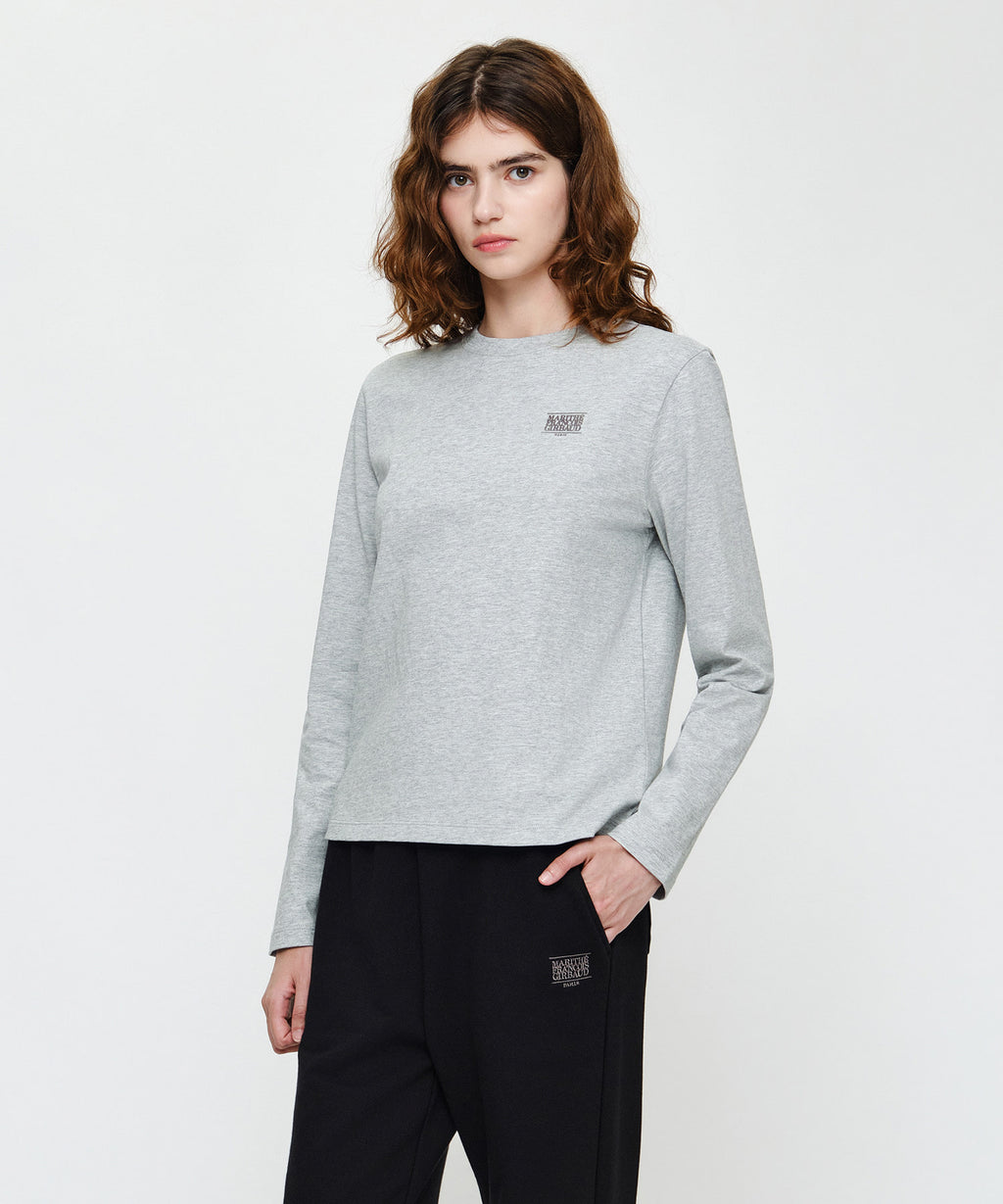 Marithe & Francois Girbaud - Small Classic Logo Long Sleeve Tee (Heather Gray) product image 2 | TRAB K-Fashion Australia