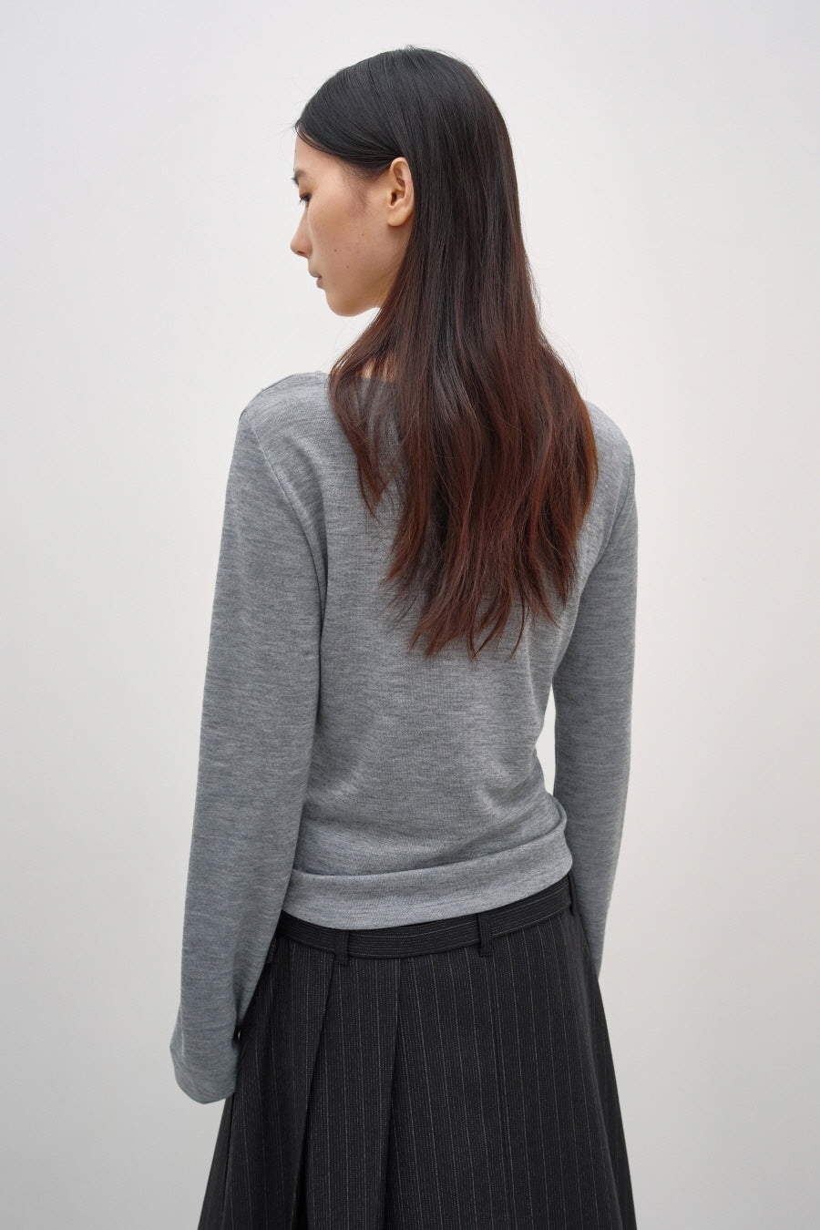 Insilence - Double-Strap Hairy T-Shirt (Grey) product image 5 | TRAB K-Fashion Australia