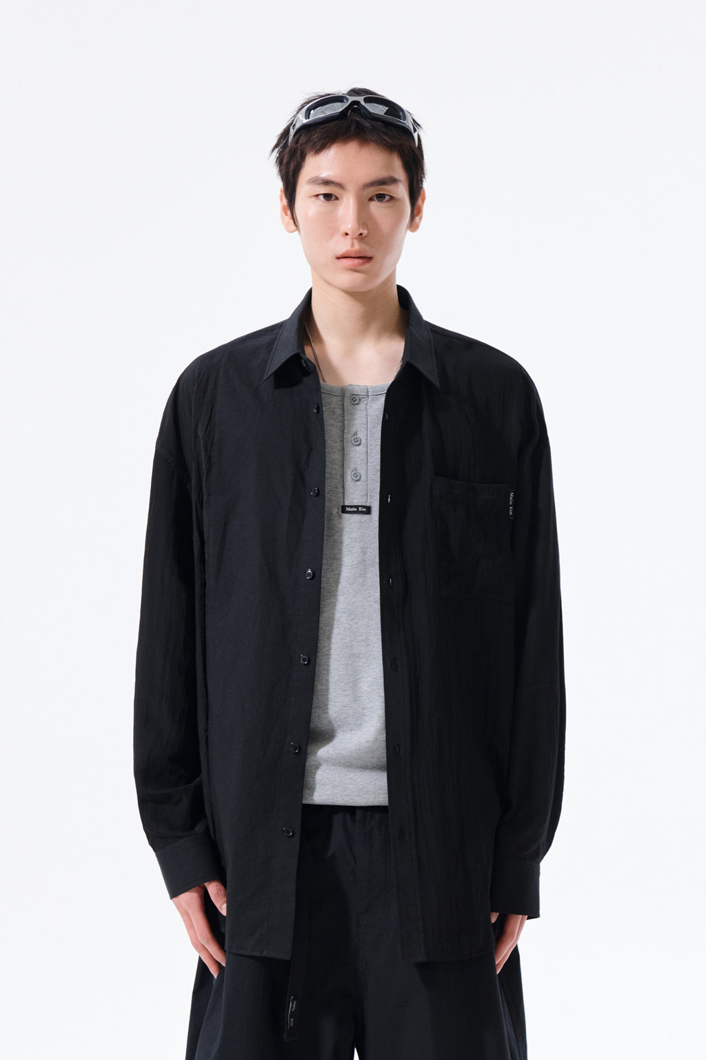 Matin Kim - Mixed Panel Over Fit Shirt (Black) product image 12 | TRAB K-Fashion Australia