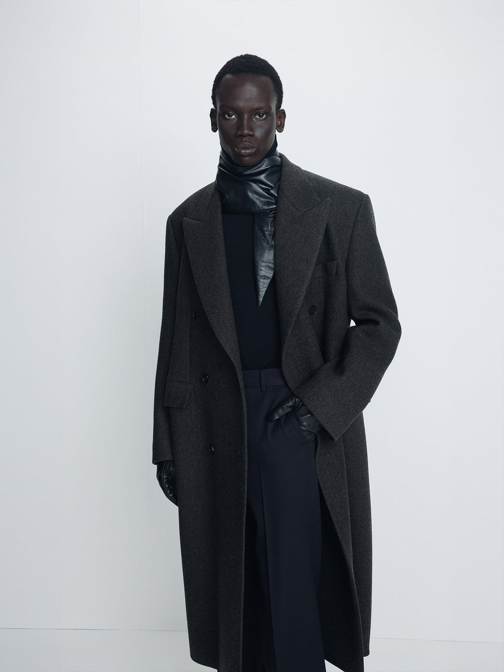 Tonywack - Herringbone Wool Double-Breasted Coat (Moss Brown) product image 1 | TRAB K-Fashion Australia