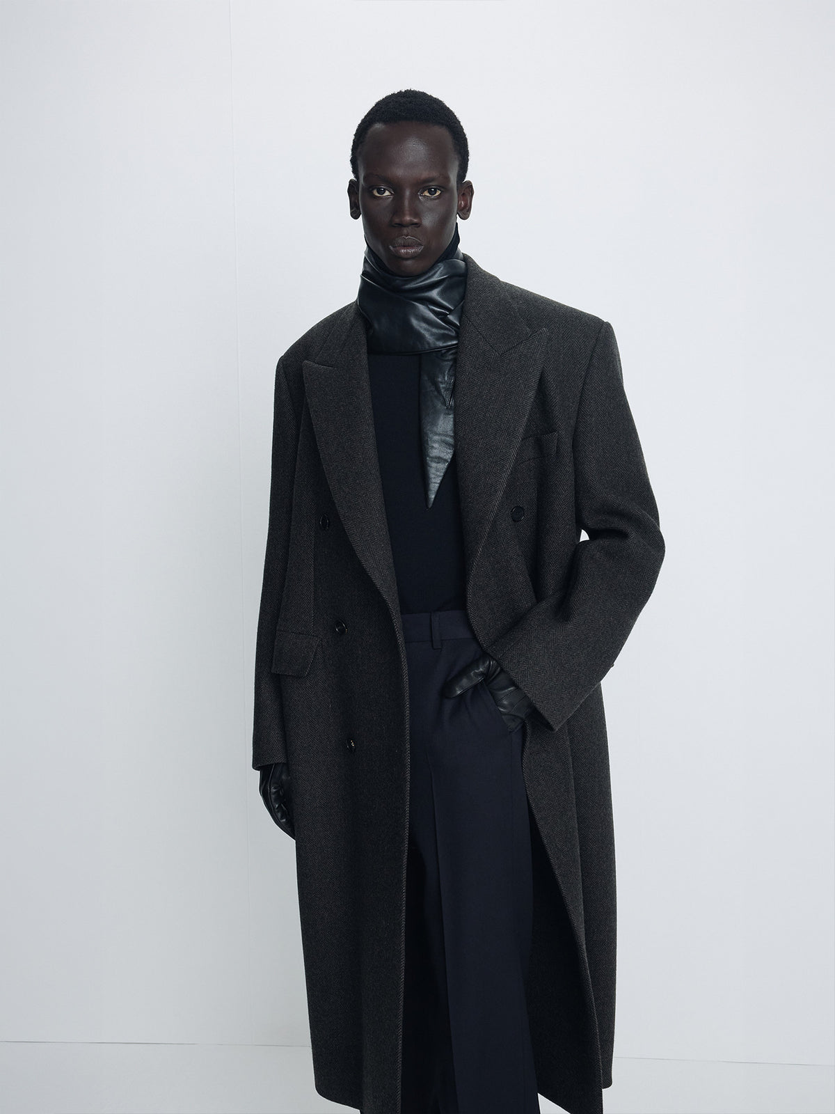 Tonywack - Herringbone Wool Double-Breasted Coat (Moss Brown) product image 1 | TRAB K-Fashion Australia