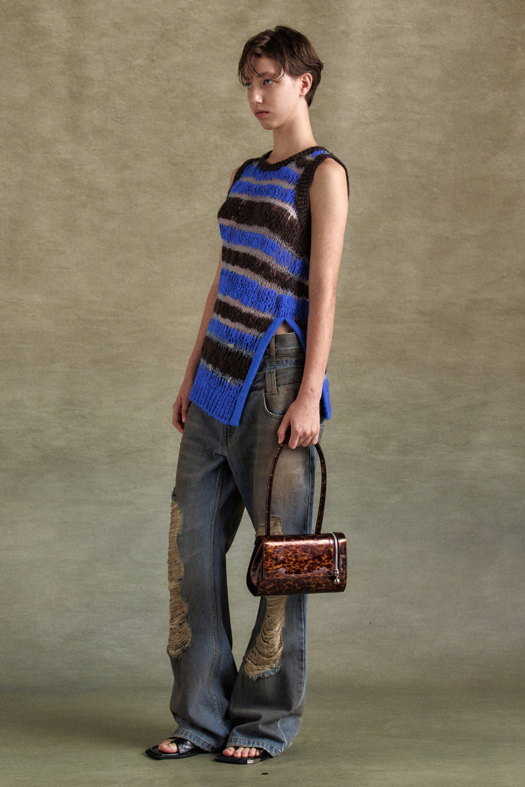 Andersson Bell - Vintage Spray Double Waist Jeans (Dusty Blue) product image 3 | TRAB K-Fashion Australia