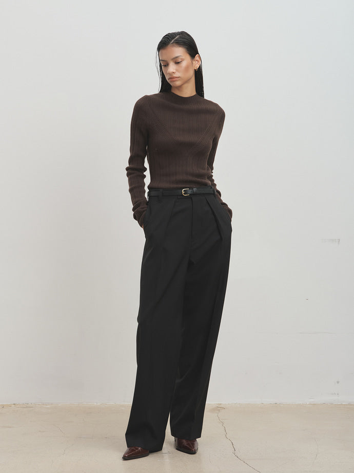 Tonywack - Light Wool Pleated Wide Trousers (Black) product image 5 | TRAB K-Fashion Australia