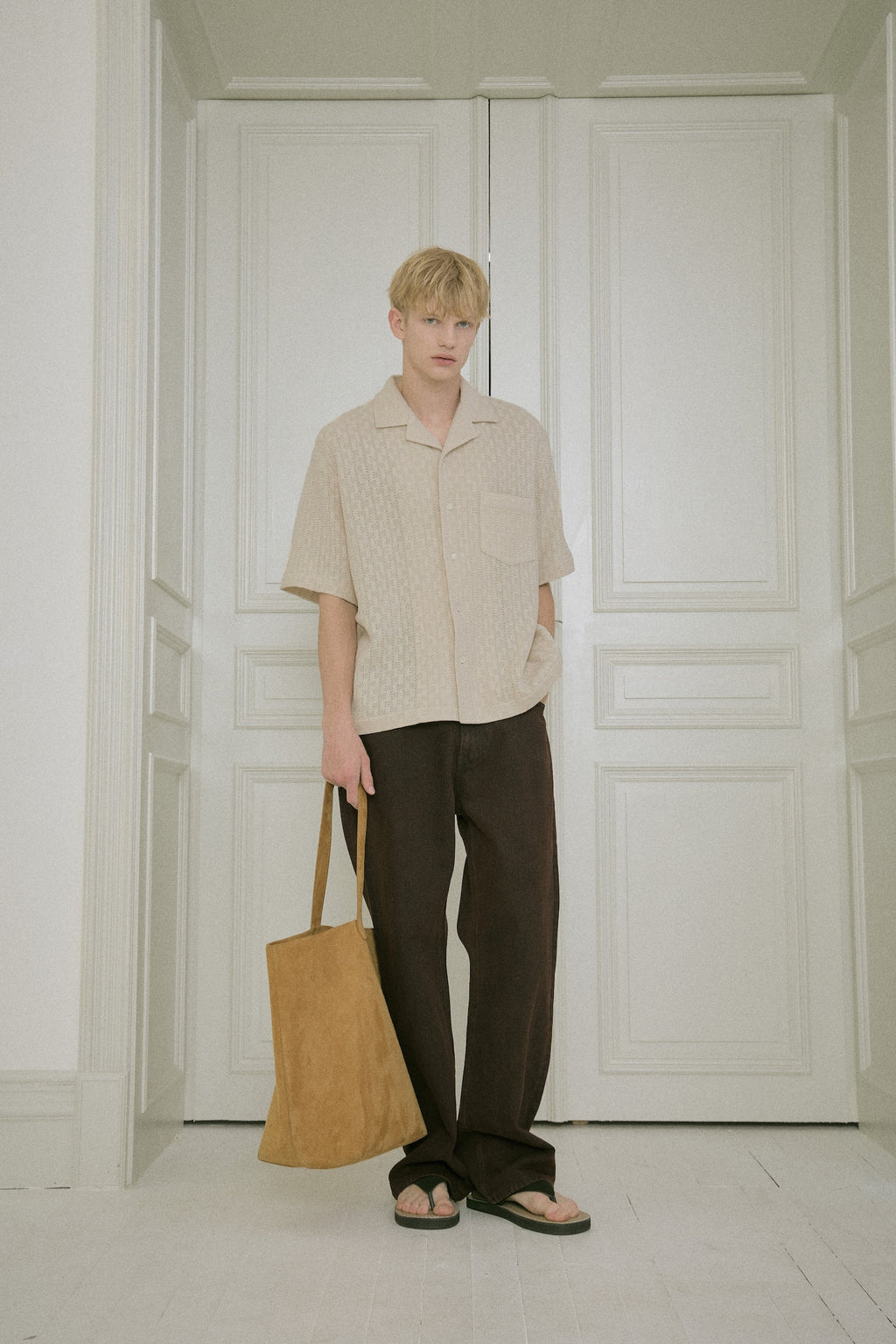 STU - Back Raglan Jacquard Shirt (Ivory) product image 8 | TRAB K-Fashion Australia