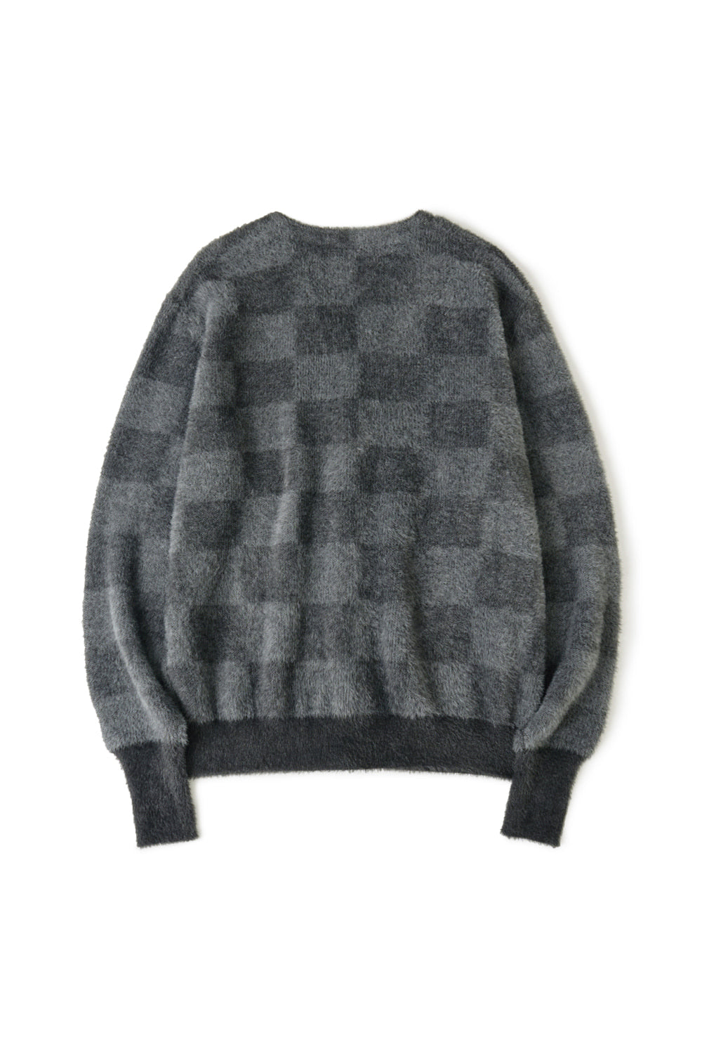 Hatchingroom - Hairy Cardigan Checkerboard (Charcoal/Grey) product image 2 | TRAB K-Fashion Australia