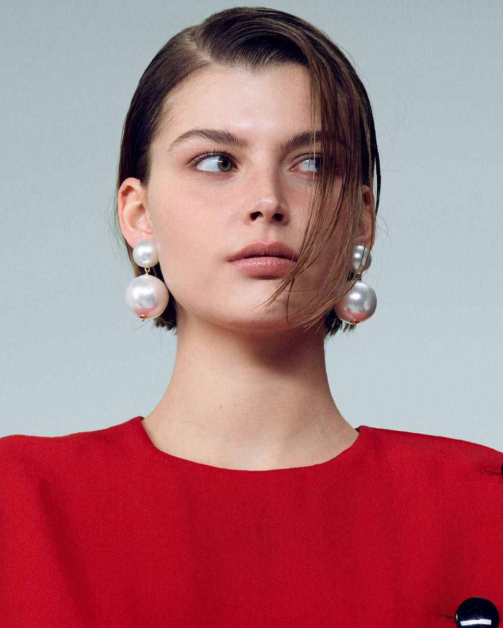 Numbering - Oversized Pearl 2-Drop Earrings #9122 product image 3 | TRAB K-Fashion Australia