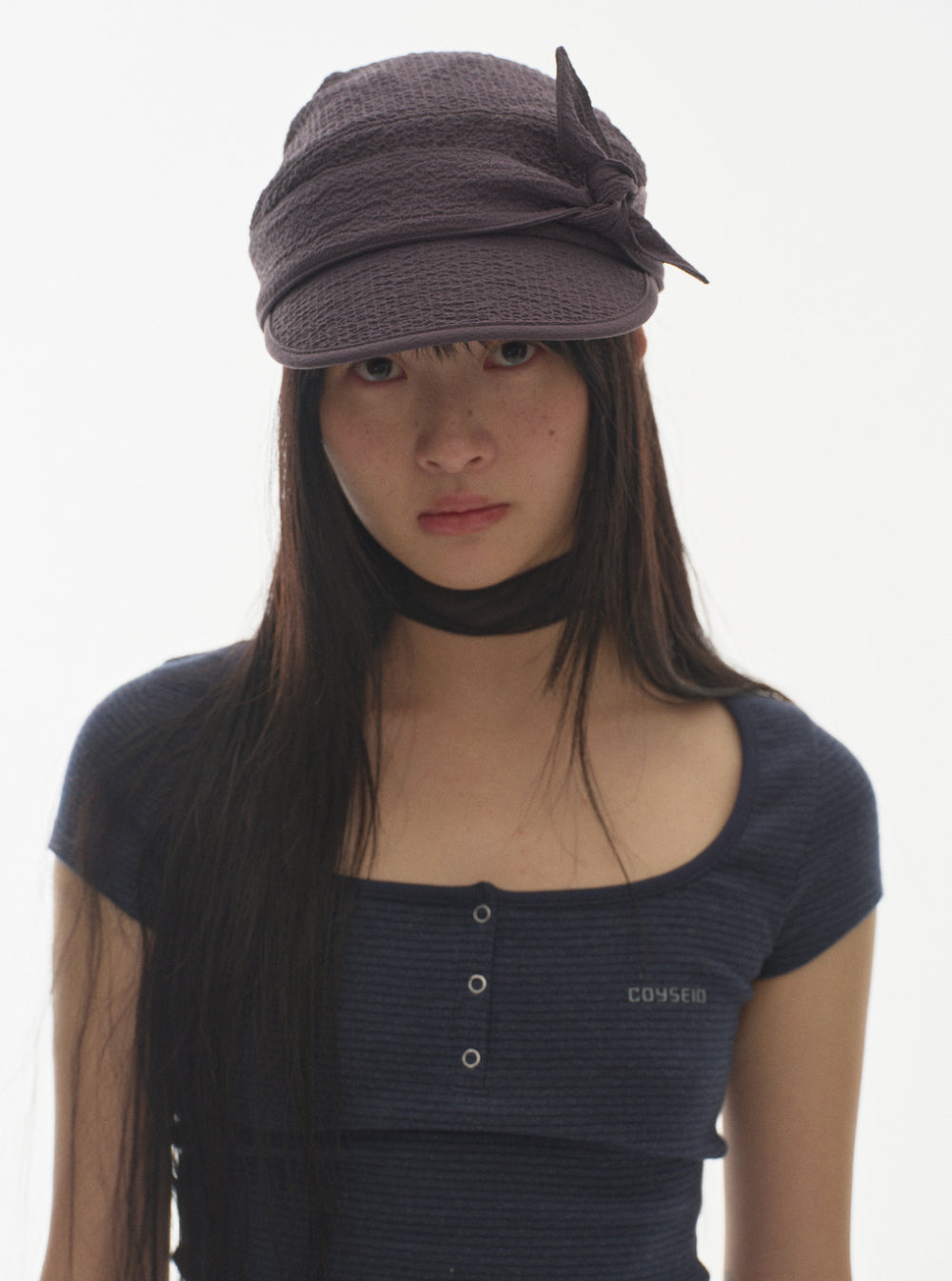 Coyseio - Ribbon Tie Cap (Charcoal) product image 2 | TRAB K-Fashion Australia