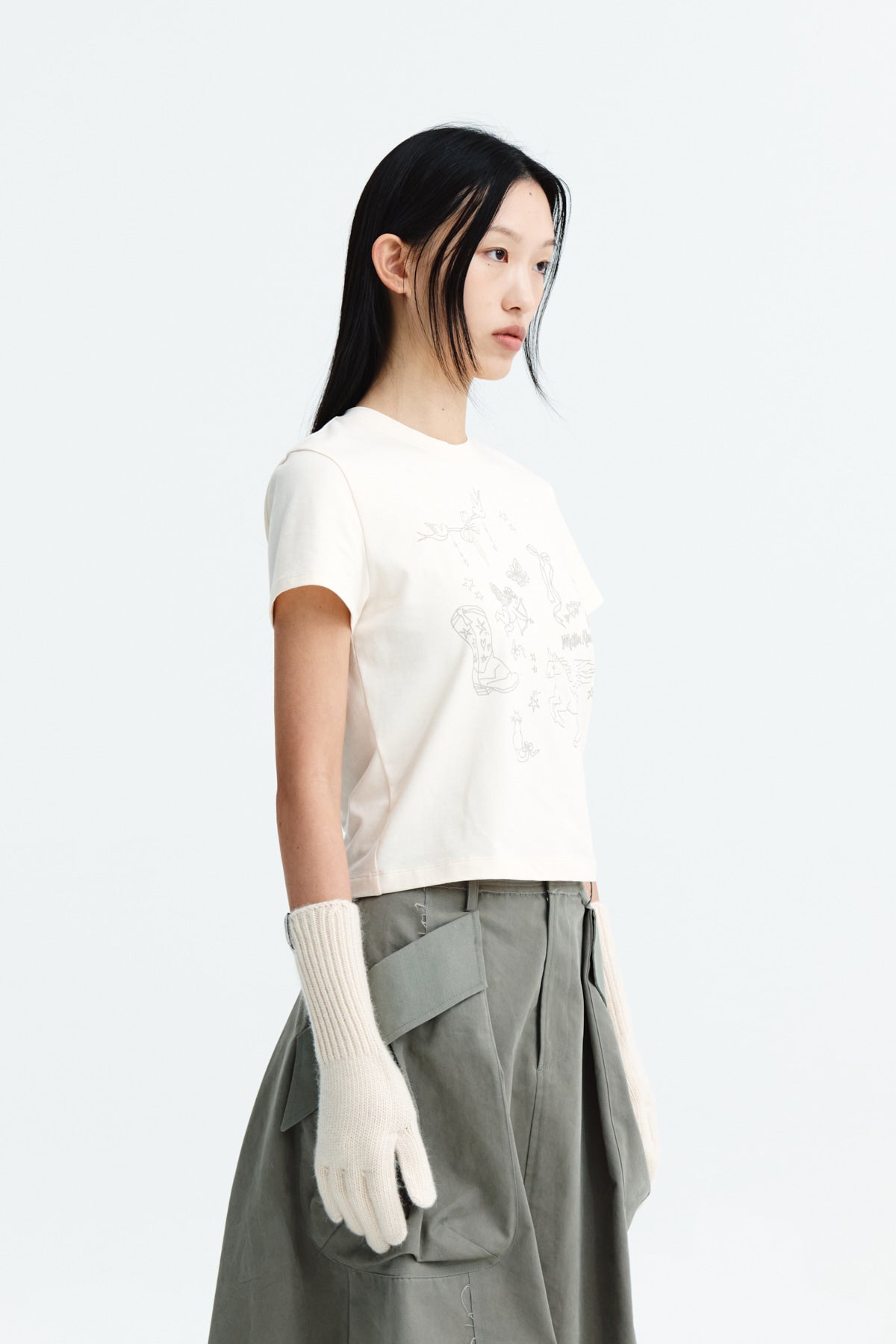 Matin Kim - Kitsch Printing Crop Top (Ivory) product image 9 | TRAB K-Fashion Australia