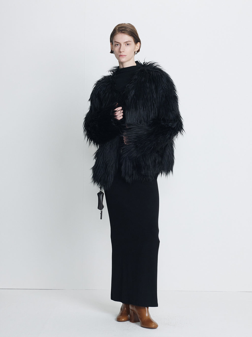 Tonywack - Long Hair Faux Fur Jacket (Black) product image 2 | TRAB K-Fashion Australia