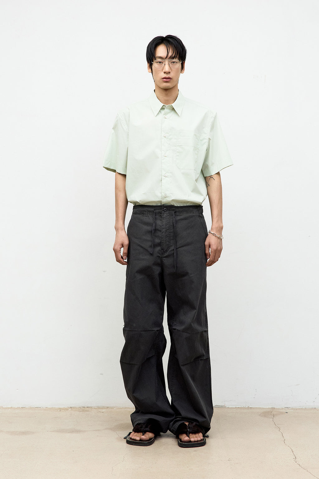 Coor - One Pocket Papery Cotton Half Shirt (Mint) product image 2 | TRAB K-Fashion Australia