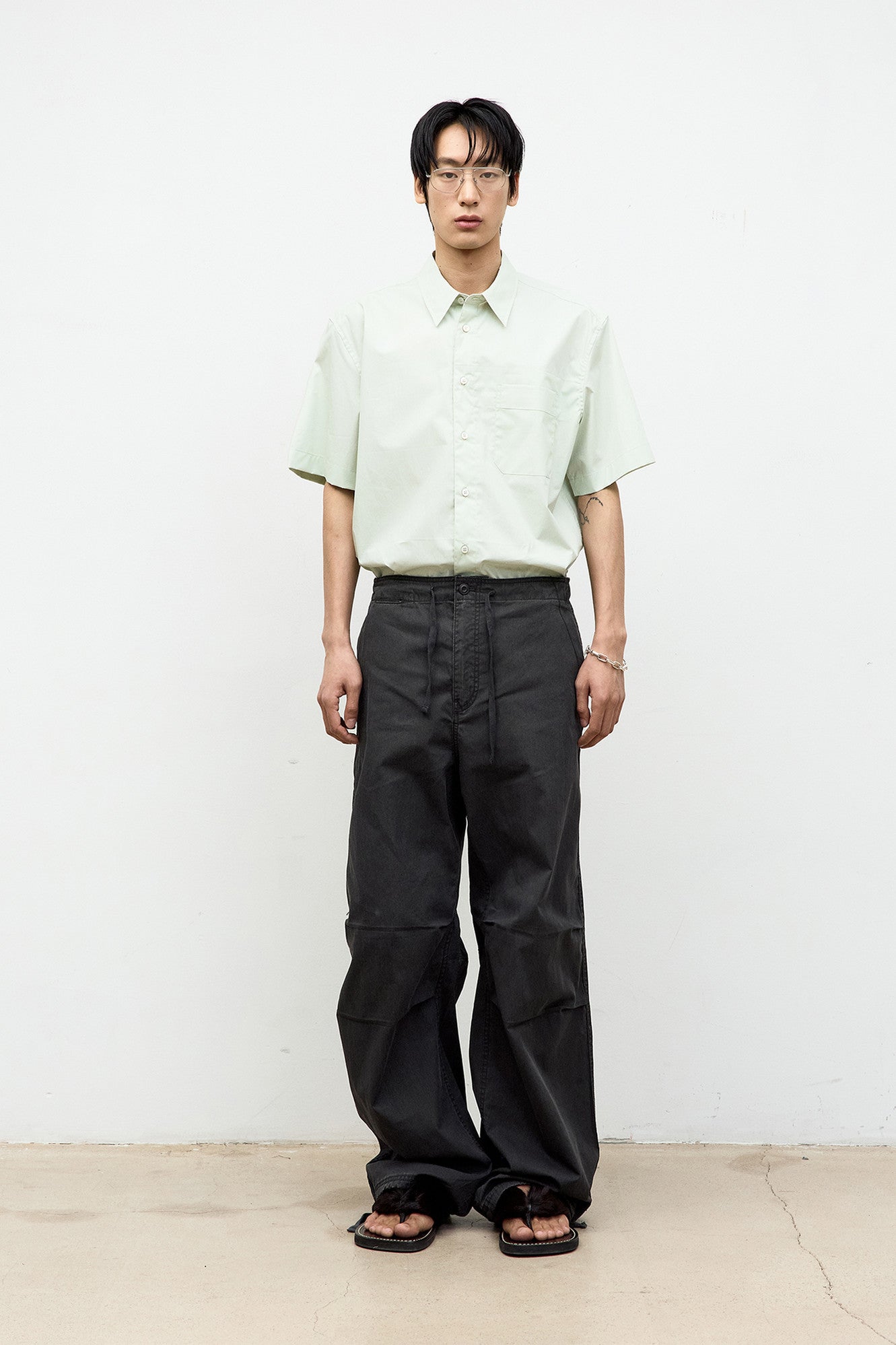 Coor - One Pocket Papery Cotton Half Shirt (Mint) product image 2 | TRAB K-Fashion Australia