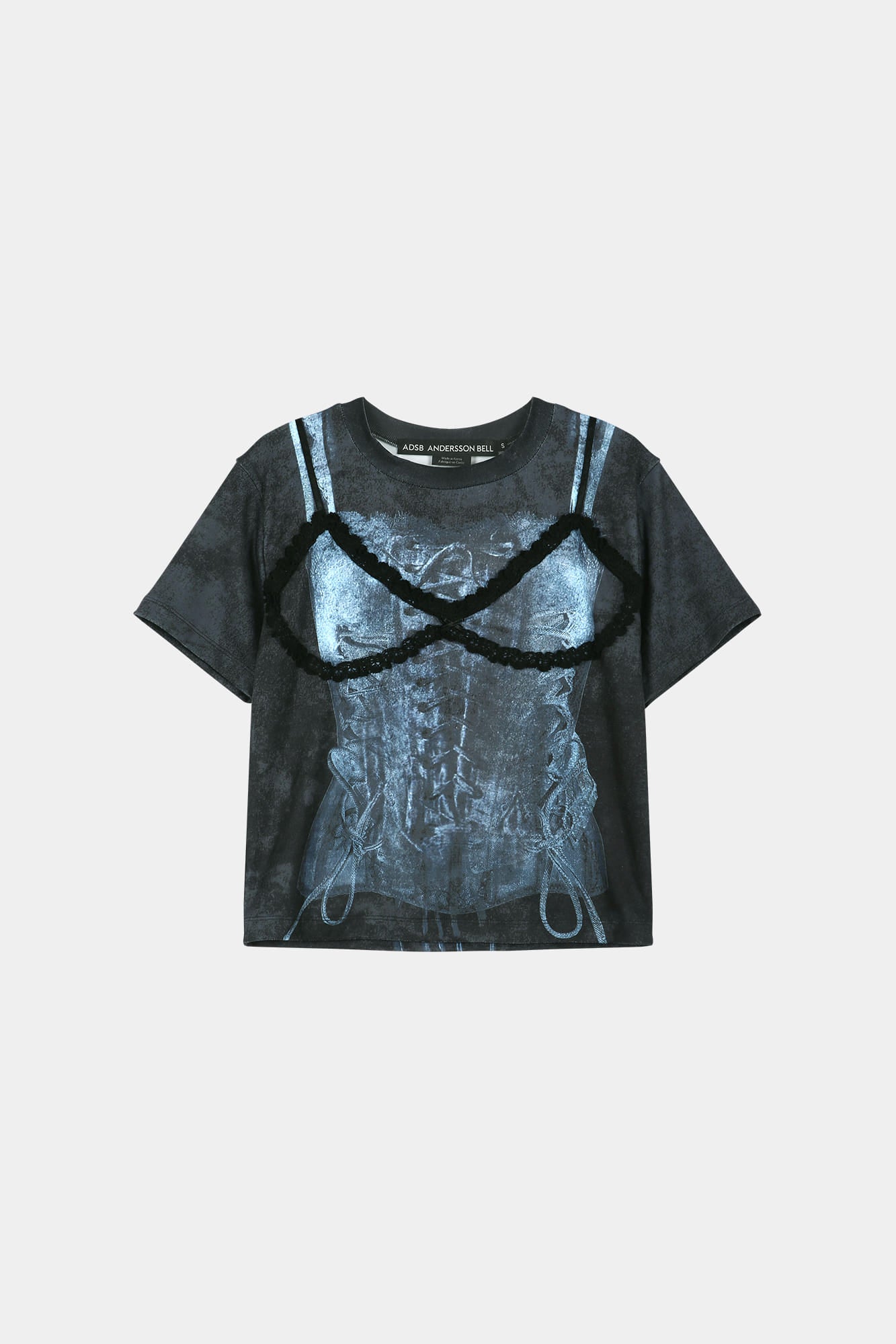 Andersson Bell - [Pre-Order – Ships June 19] Lingerie Trompe-L'oeil Graphic T-Shirt (Charcoal) product image 8 | TRAB K-Fashion Australia