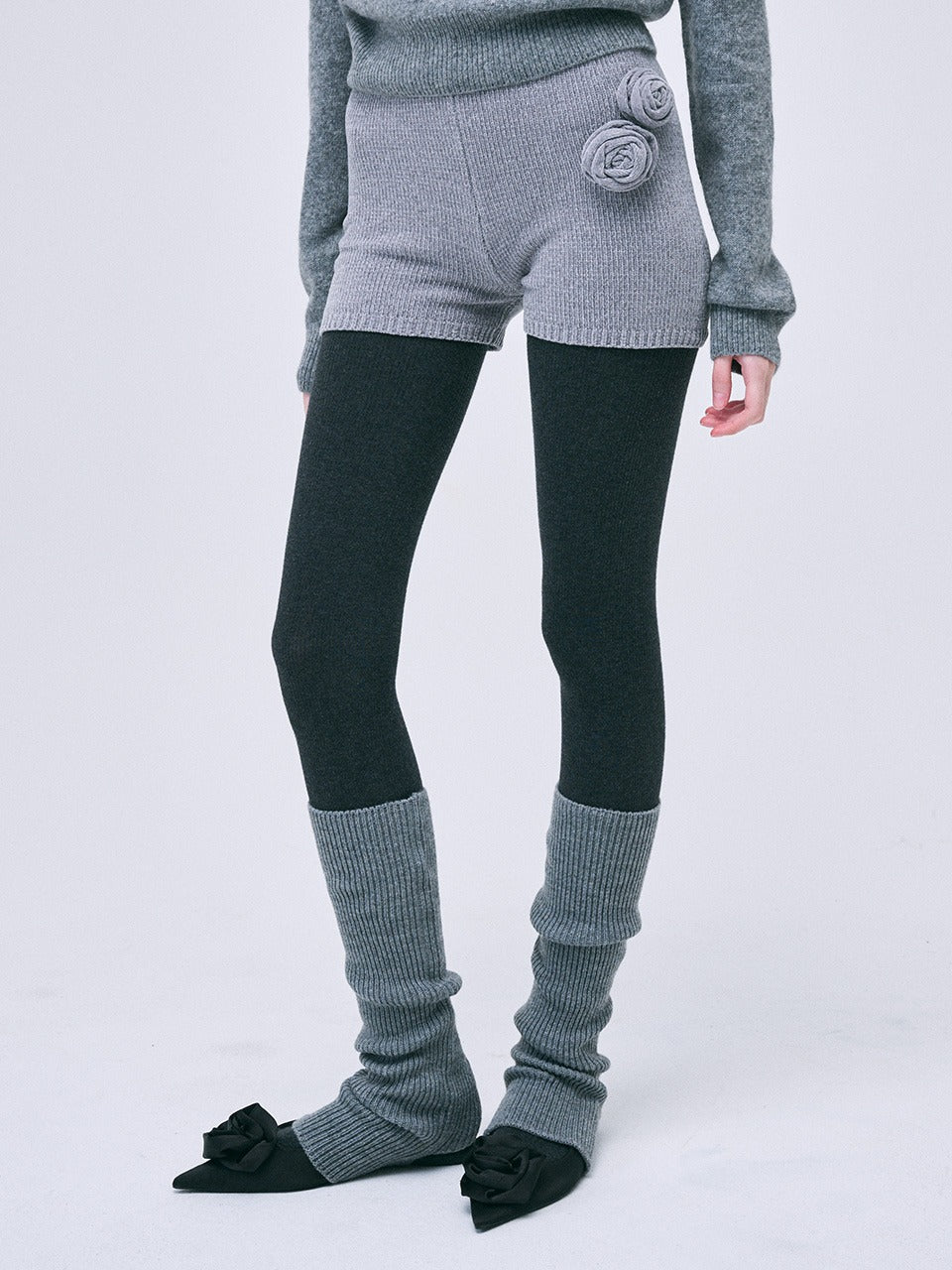 Mardi Mercredi - Knit Shorts Rose (Grey) product image 1 | TRAB K-Fashion Australia