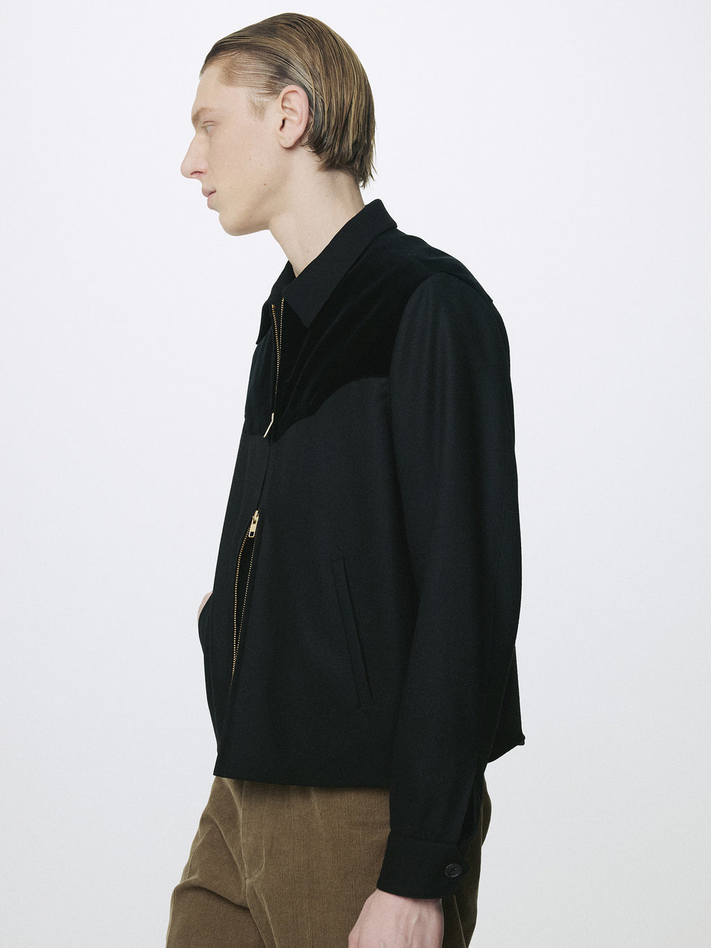 Tonywack - Wool Velvet Trimmed Blouson Jacket (Black) product image 6 | TRAB K-Fashion Australia