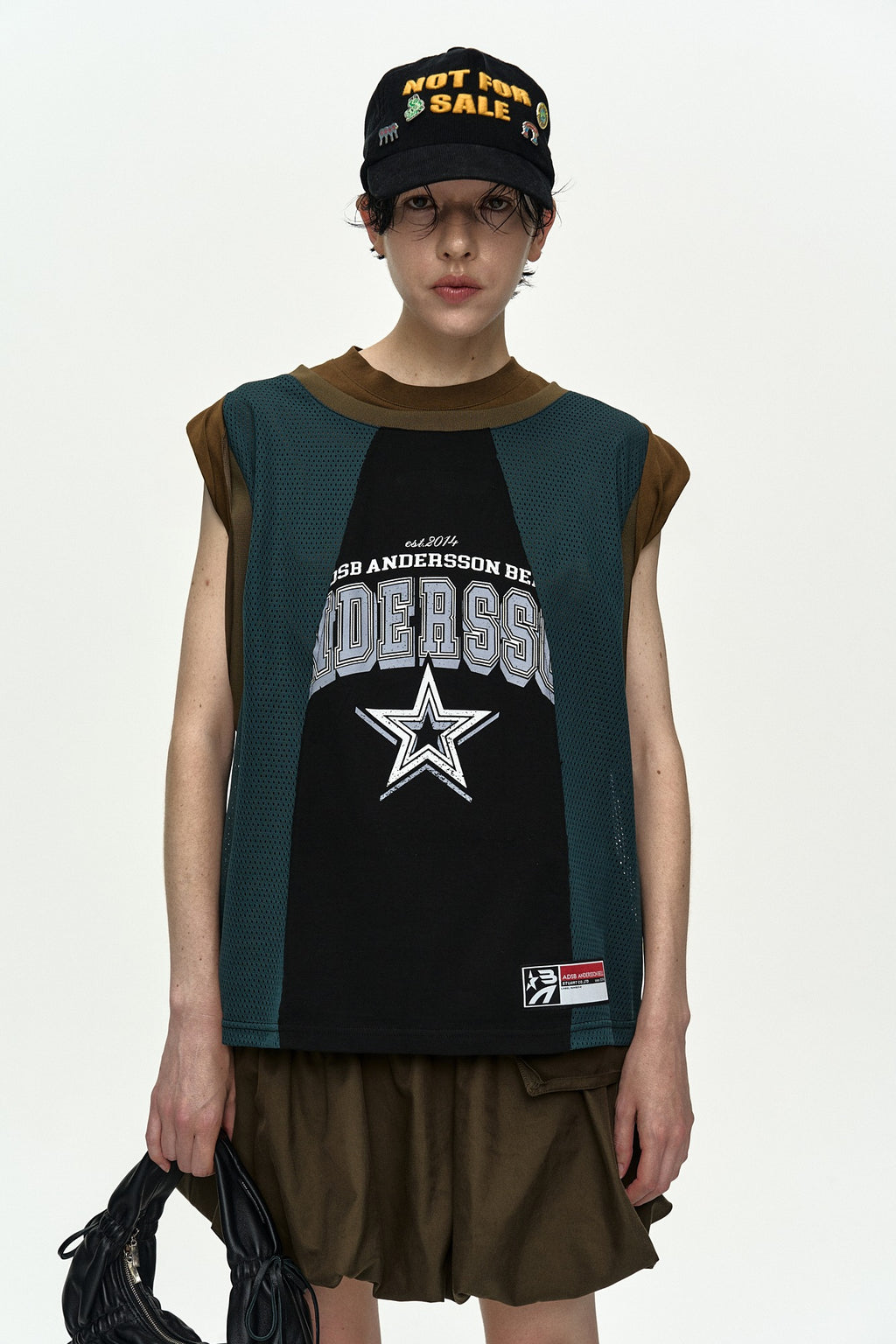 Andersson Bell - Basketball Jersey Layered Roll Up T-Shirt (Khaki/Green) product image 1 | TRAB K-Fashion Australia