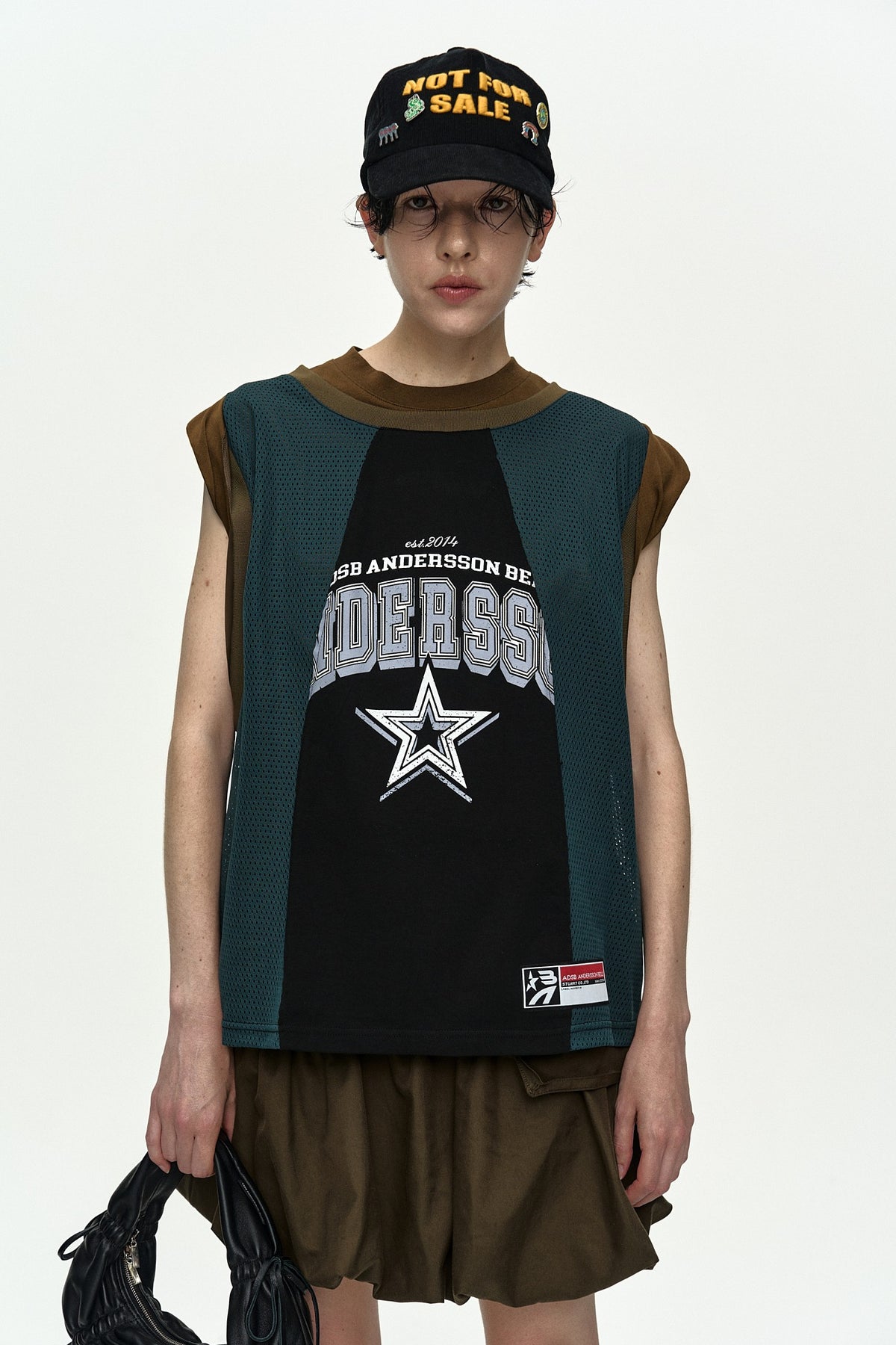 Andersson Bell - Basketball Jersey Layered Roll Up T-Shirt (Khaki/Green) product image 1 | TRAB K-Fashion Australia