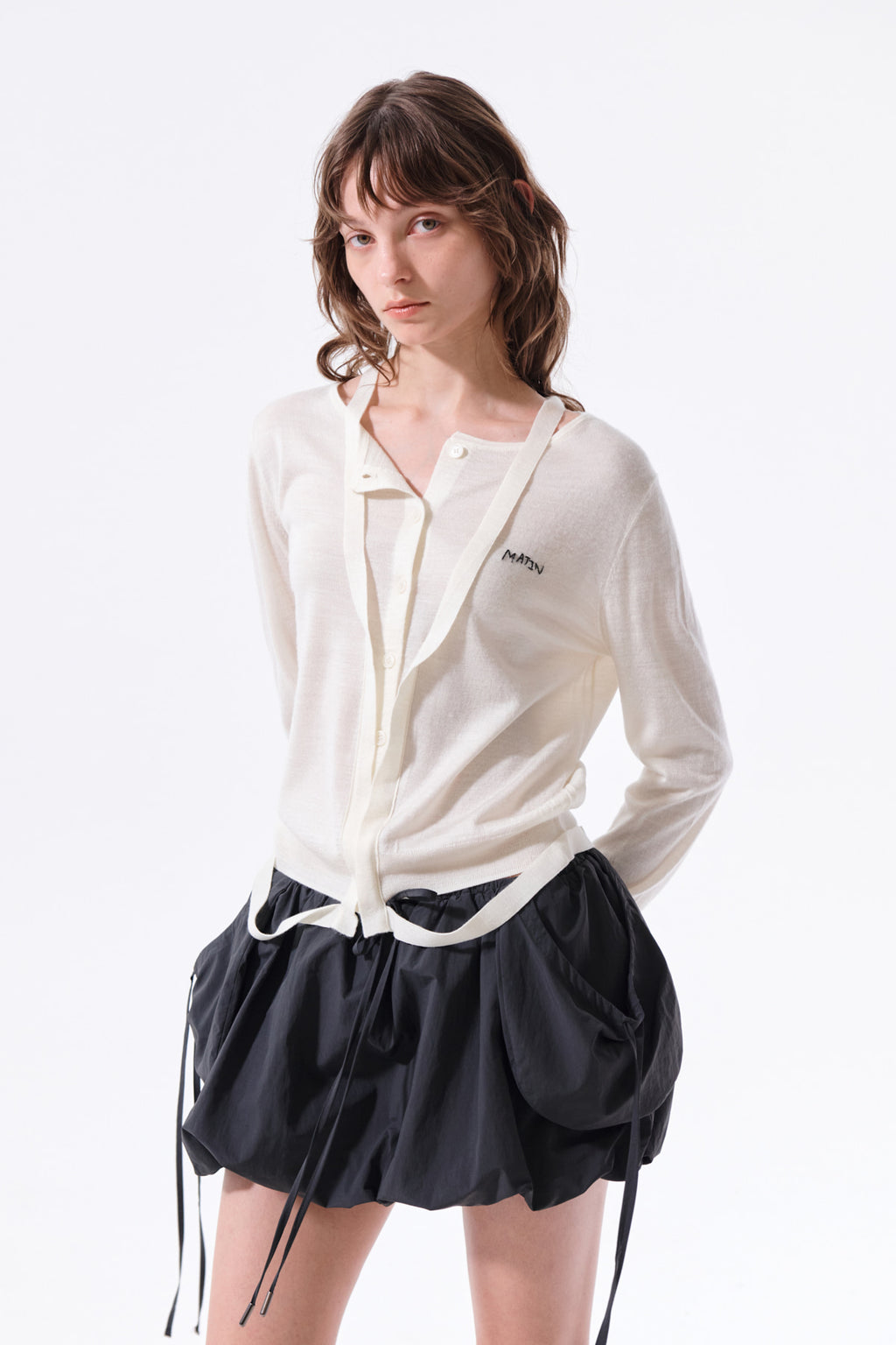 Matin Kim - Strap Detail Ballon Skirt (Charcoal) product image 12 | TRAB K-Fashion Australia