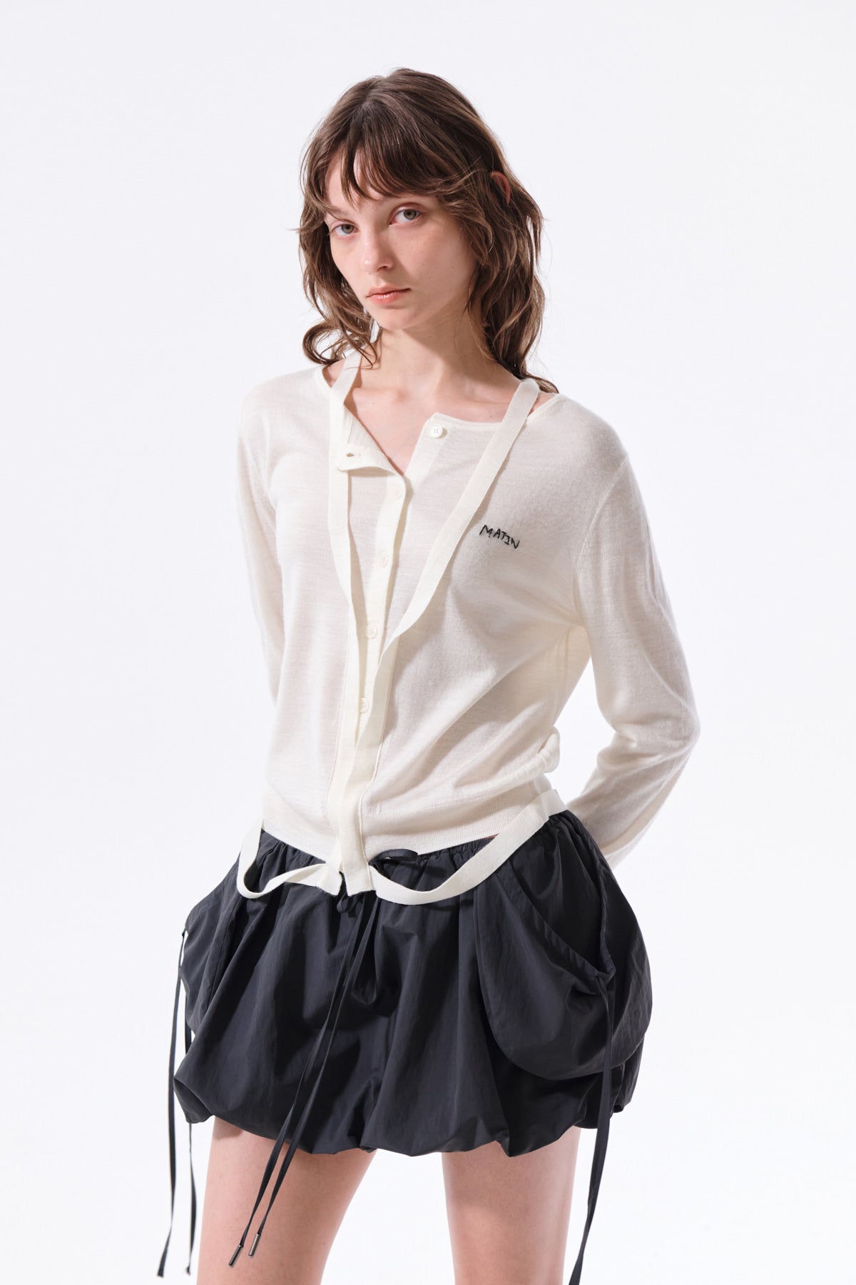 Matin Kim - Strap Detail Ballon Skirt (Charcoal) product image 12 | TRAB K-Fashion Australia