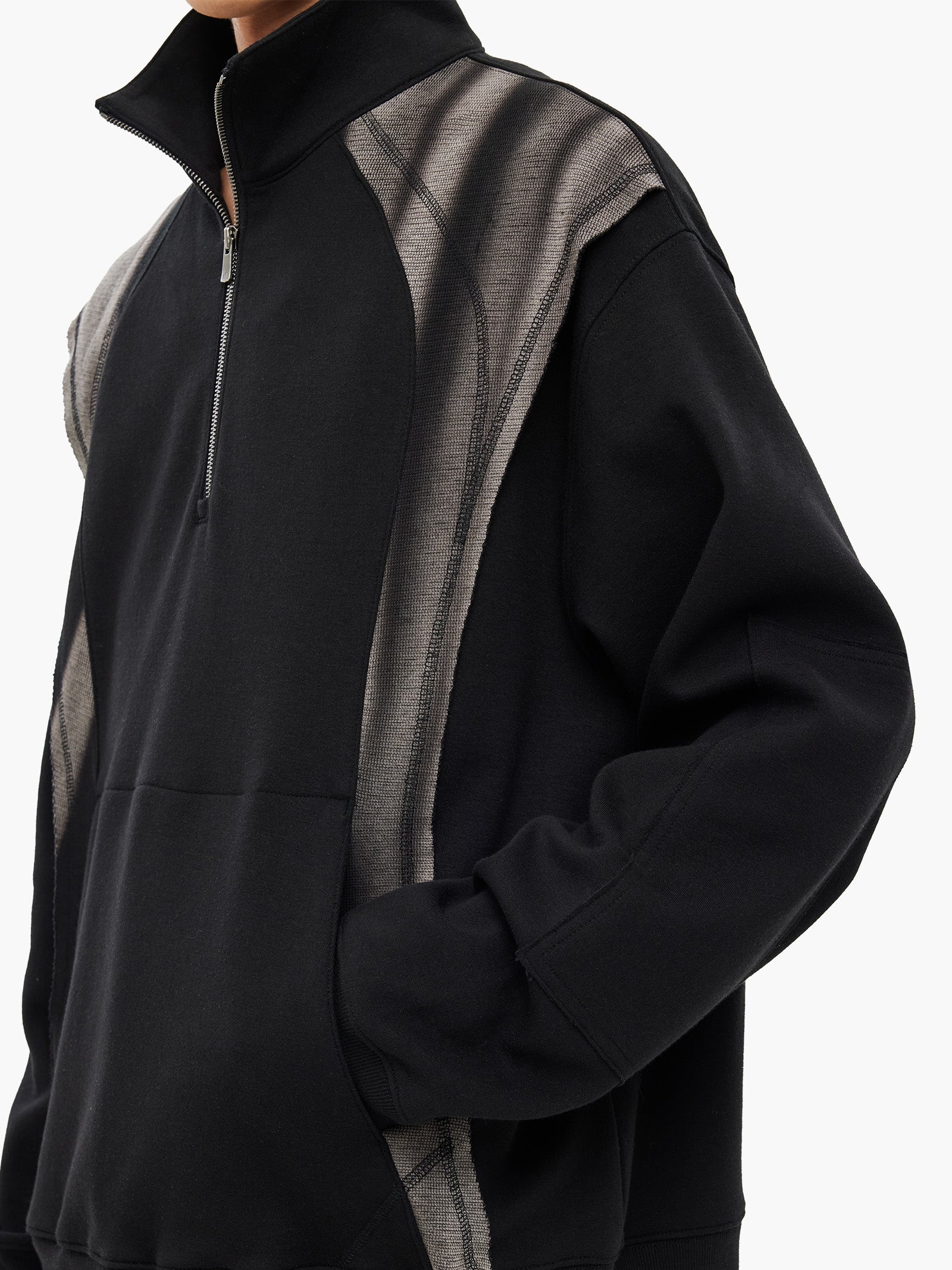 Jiyong Kim - Sun-Bleached Half Zip Sweatshirt (Black) product image 6 | TRAB K-Fashion Australia