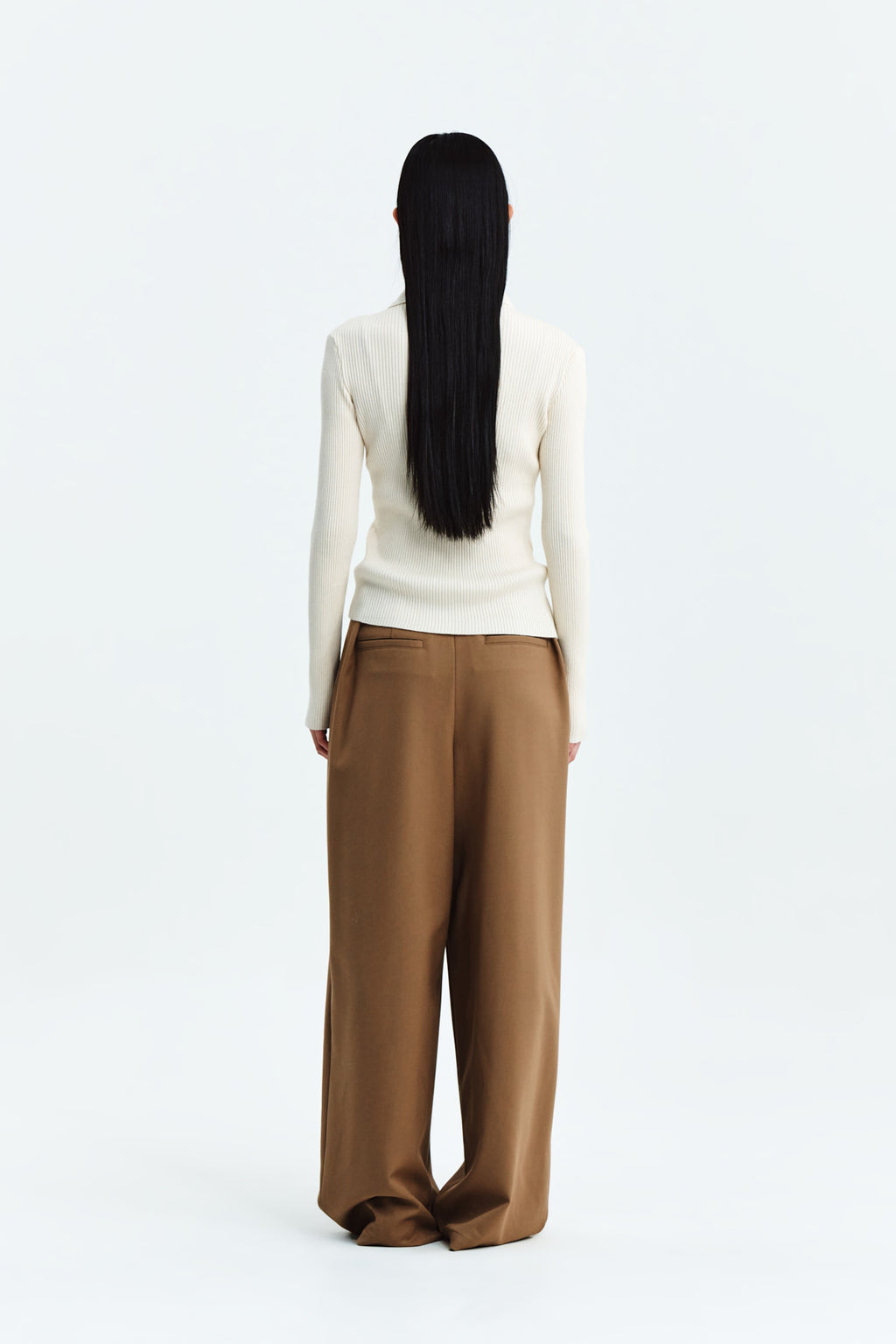 Matin Kim - Tuck Pocket Point Wide Pants (Dark Beige) product image 7 | TRAB K-Fashion Australia