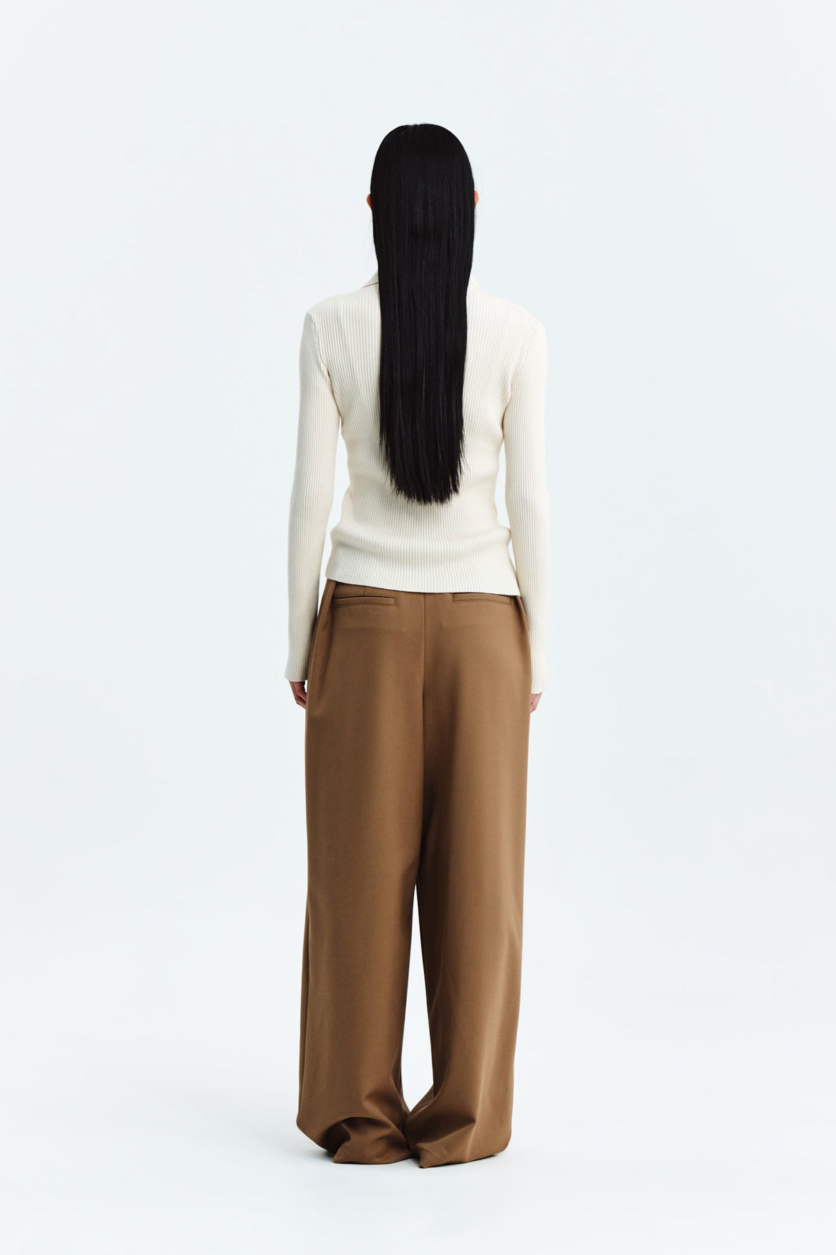 Matin Kim - Tuck Pocket Point Wide Pants (Dark Beige) product image 7 | TRAB K-Fashion Australia