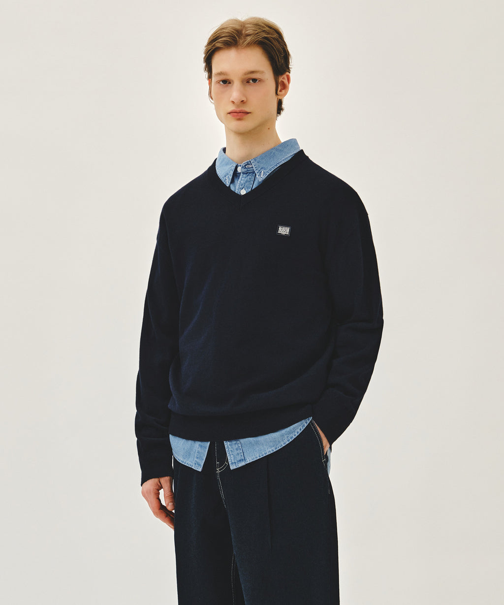 Marithe & Francois Girbaud - V-neck Knit Pullover (Navy) product image 2 | TRAB K-Fashion Australia