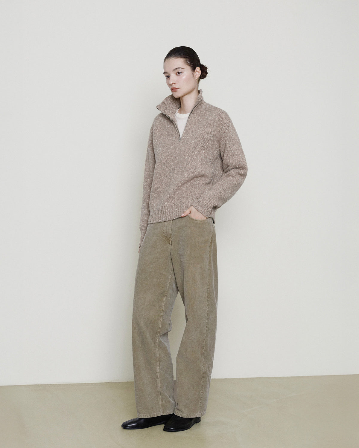 Brownyard - Quarter Zip Up Sweater (Beige) product image 1 | TRAB K-Fashion Australia