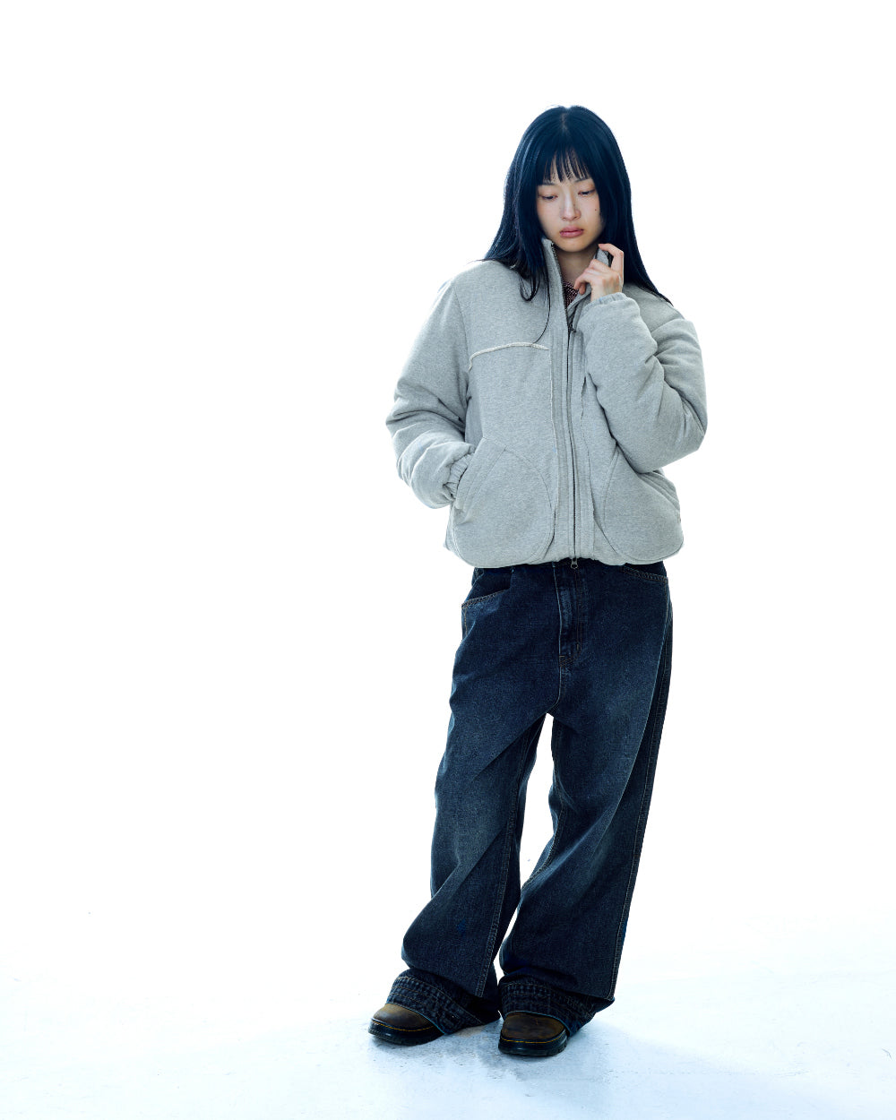 Coyseio - Cozy Sweat Down Jacket (Melange Grey) product image 8 | TRAB K-Fashion Australia