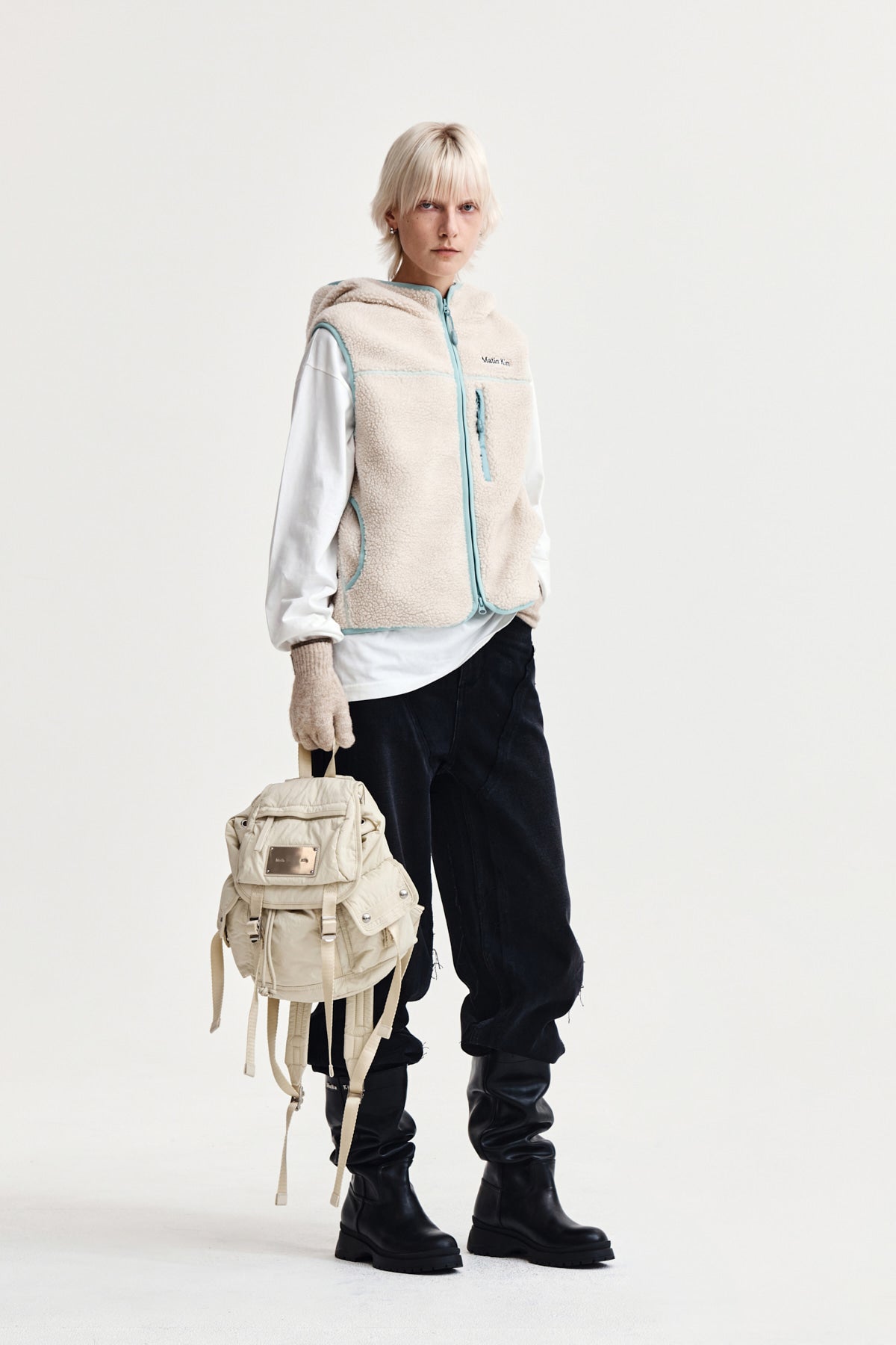 Matin Kim - Fleece Hoody Vest (Ivory) product image 9 | TRAB K-Fashion Australia