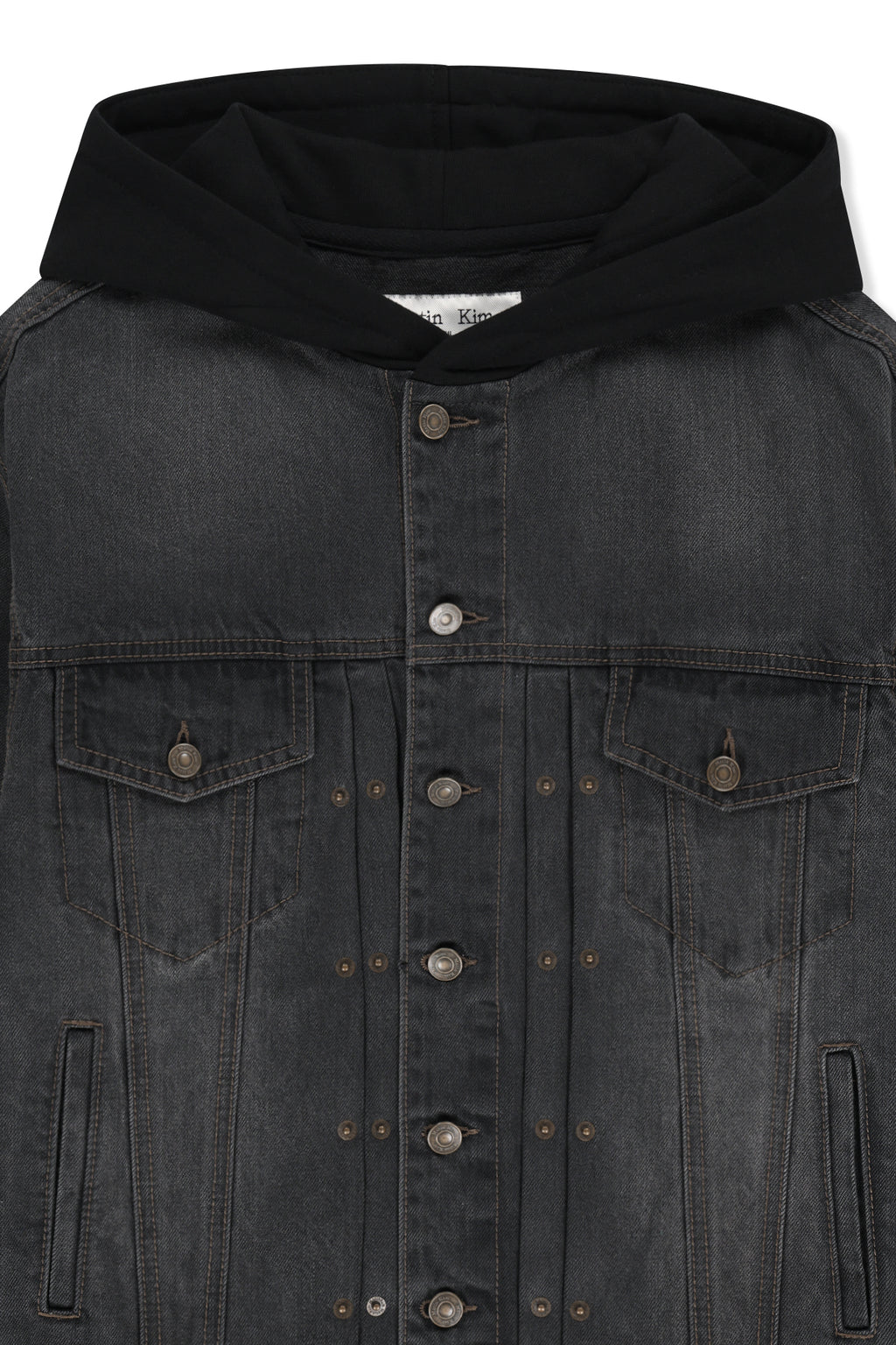 Matin Kim - Western Panel Hooded Denim Jumper (Black) product image 3 | TRAB K-Fashion Australia