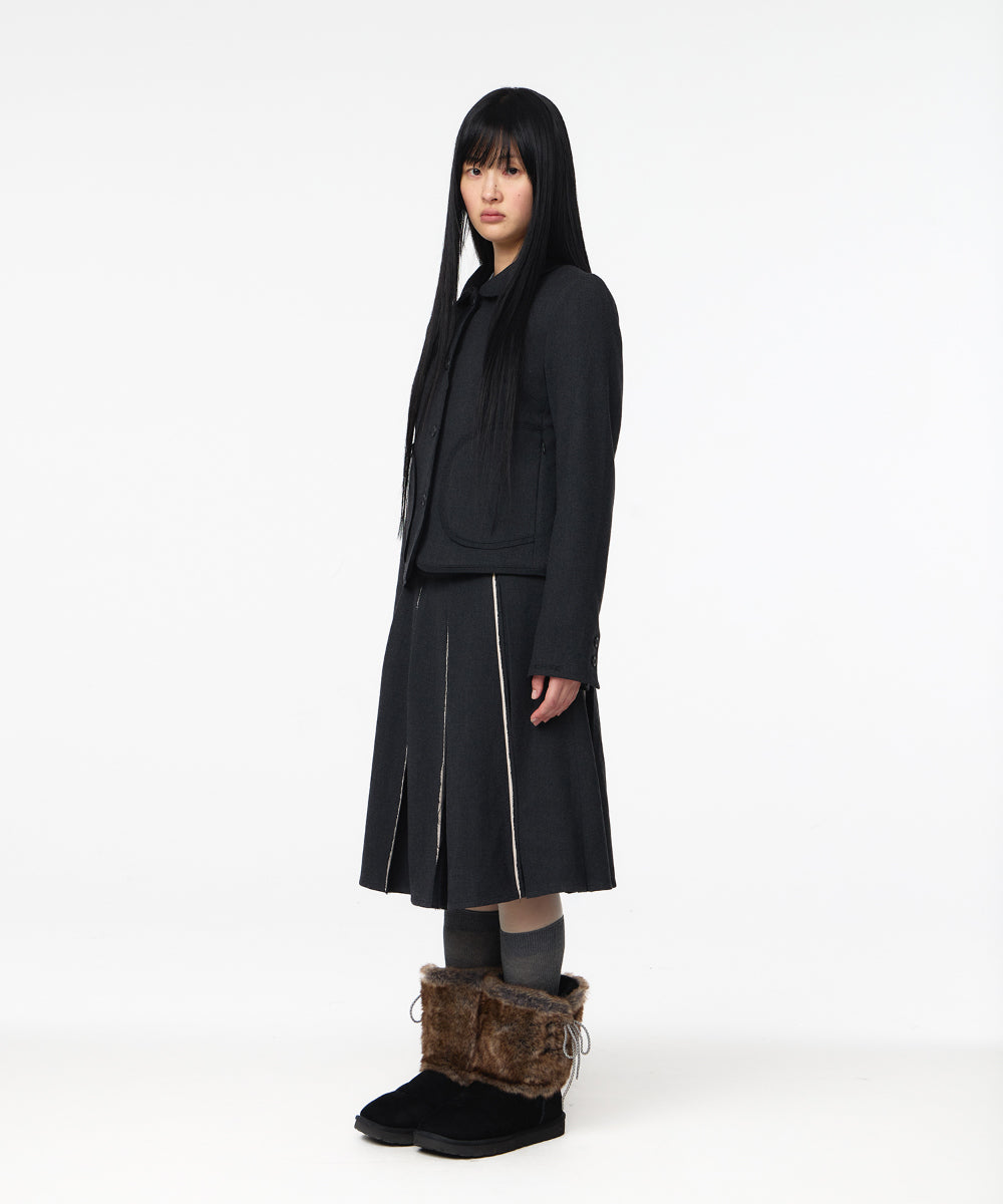 Coyseio - Rounded Raw Hem Jacket (Charcoal) product image 7 | TRAB K-Fashion Australia