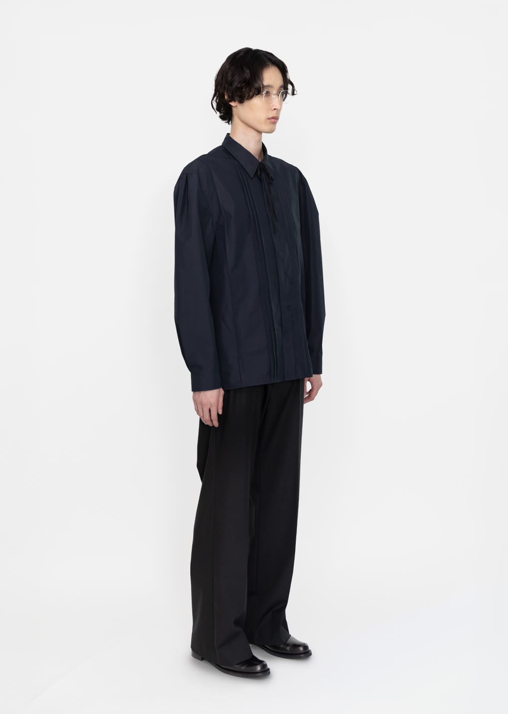 Amomento - Pleated Shirt (Navy) product image 3 | TRAB K-Fashion Australia