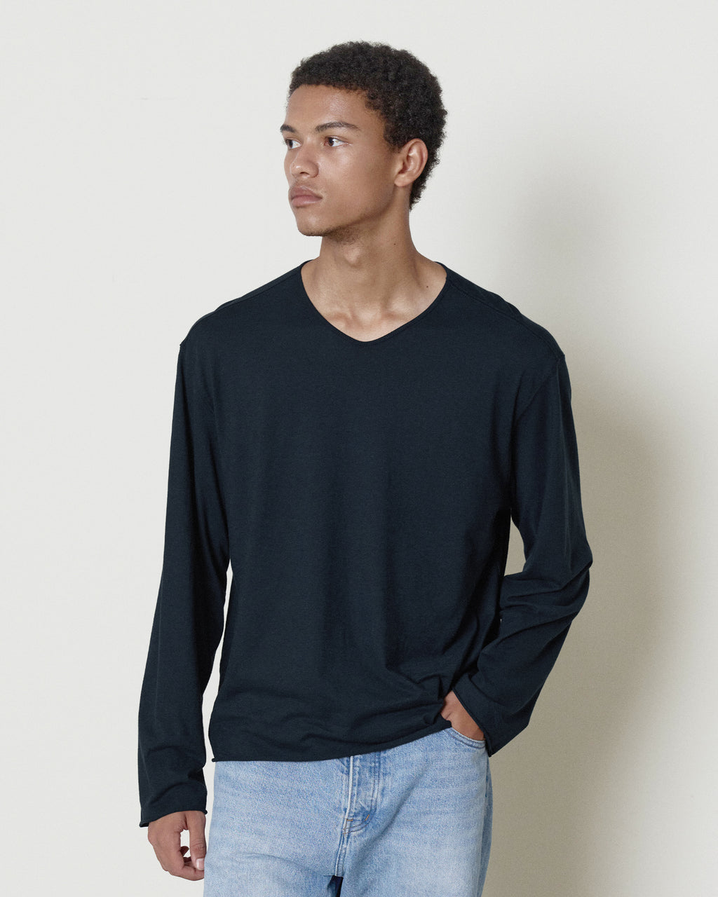 Brownyard - High Gauge V Neck Long Sleeve (Dark Navy) product image 1 | TRAB K-Fashion Australia