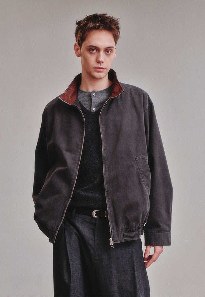 Art if acts - Washed Leather Collar Jacket (Charcoal) product image 2 | TRAB K-Fashion Australia