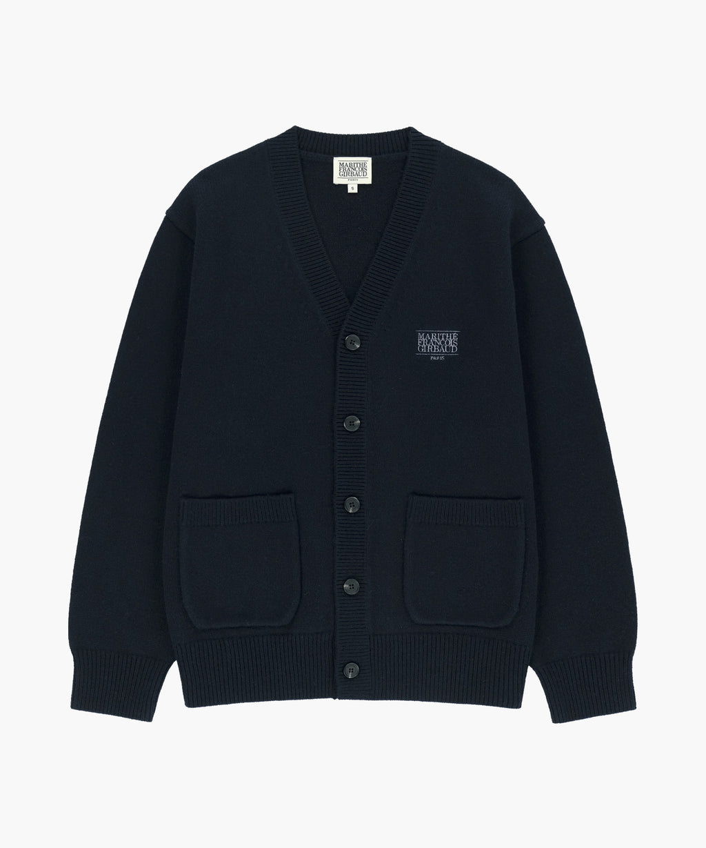Marithe & Francois Girbaud - Premium Small Classic Logo Cashmere V-neck Cardigan (Navy) product image 6 | TRAB K-Fashion Australia